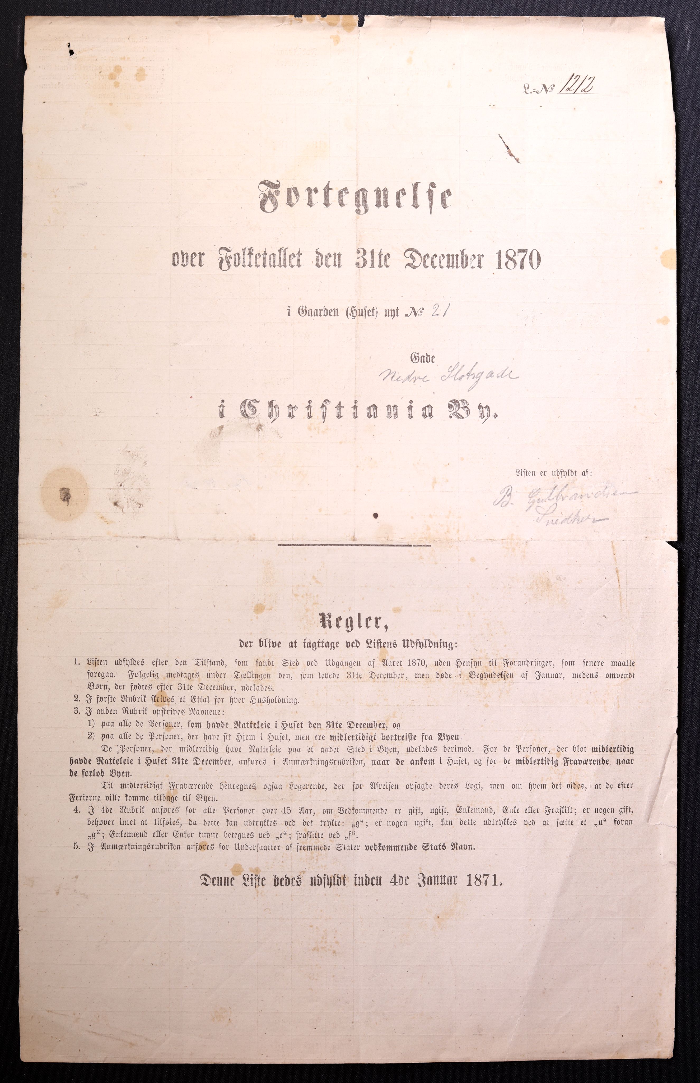 RA, 1870 census for 0301 Kristiania, 1870, p. 2512