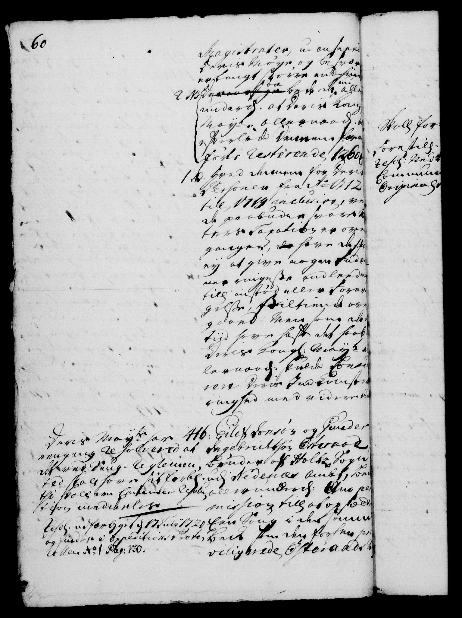 Rentekammeret, Kammerkanselliet, RA/EA-3111/G/Gh/Gha/L0002: Norsk ekstraktmemorialprotokoll, sak. 376-599 (merket RK 53.47), 1720, p. 60