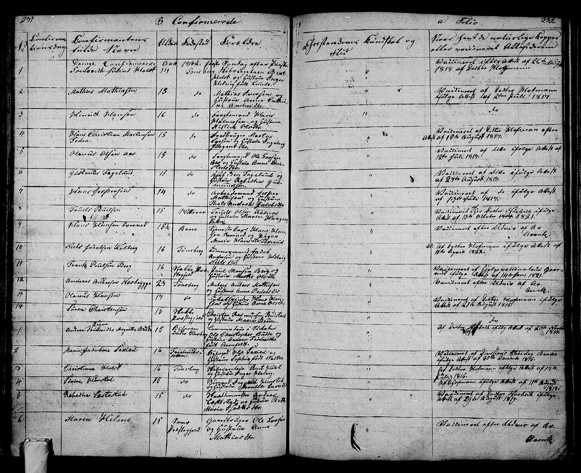 Tønsberg kirkebøker, SAKO/A-330/G/Ga/L0002: Parish register (copy) no. 2, 1827-1854, p. 231-232