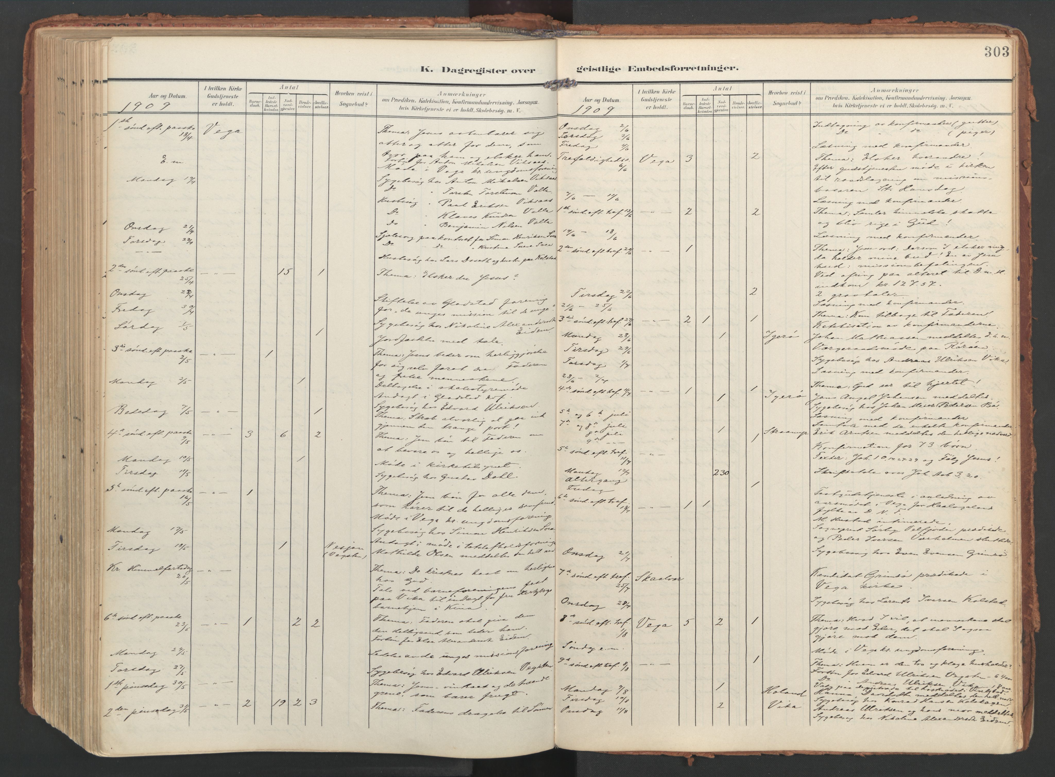 Ministerialprotokoller, klokkerbøker og fødselsregistre - Nordland, AV/SAT-A-1459/816/L0250: Parish register (official) no. 816A16, 1903-1923, p. 303