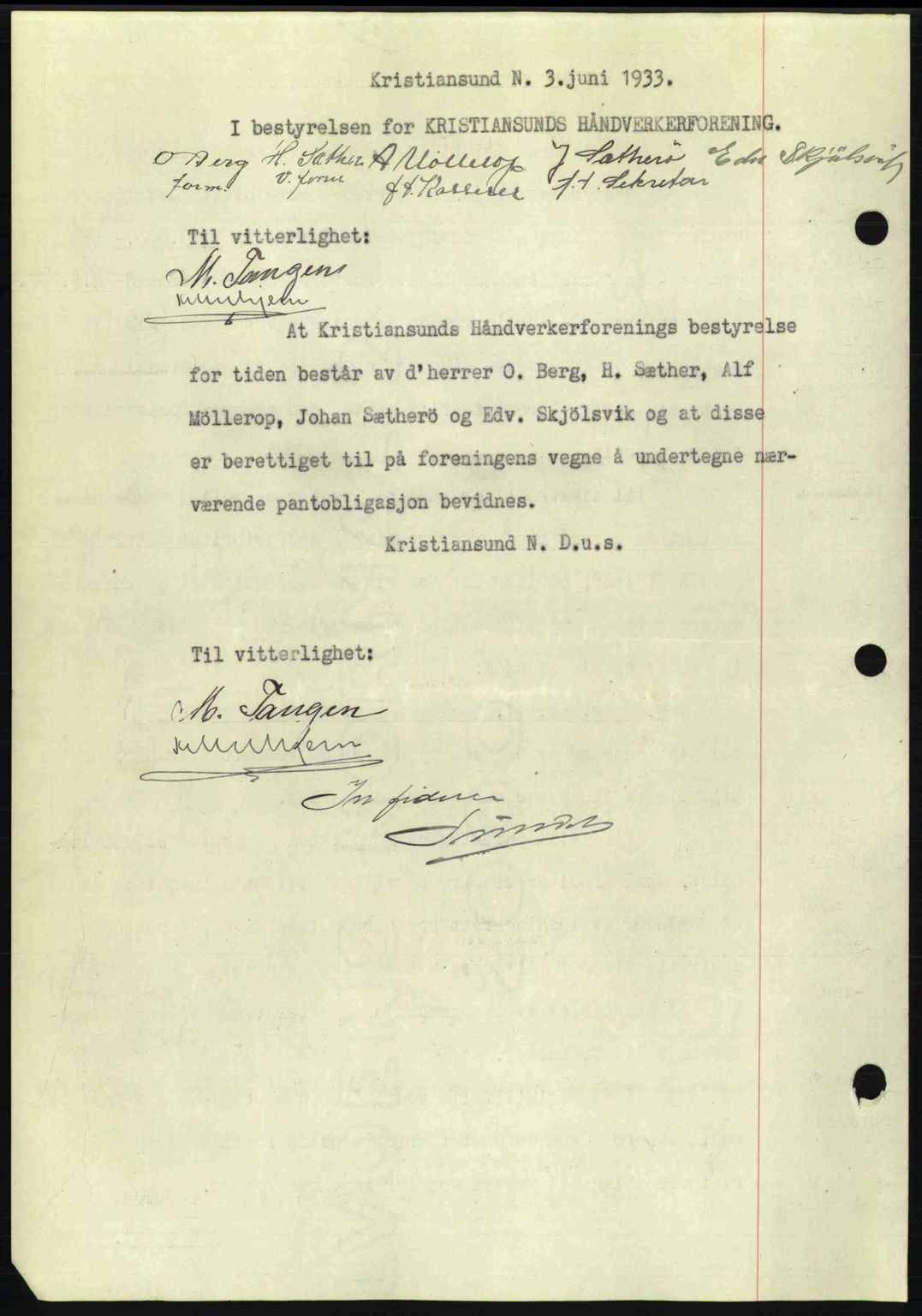 Kristiansund byfogd, AV/SAT-A-4587/A/27: Mortgage book no. 27, 1933-1934, Deed date: 09.06.1933