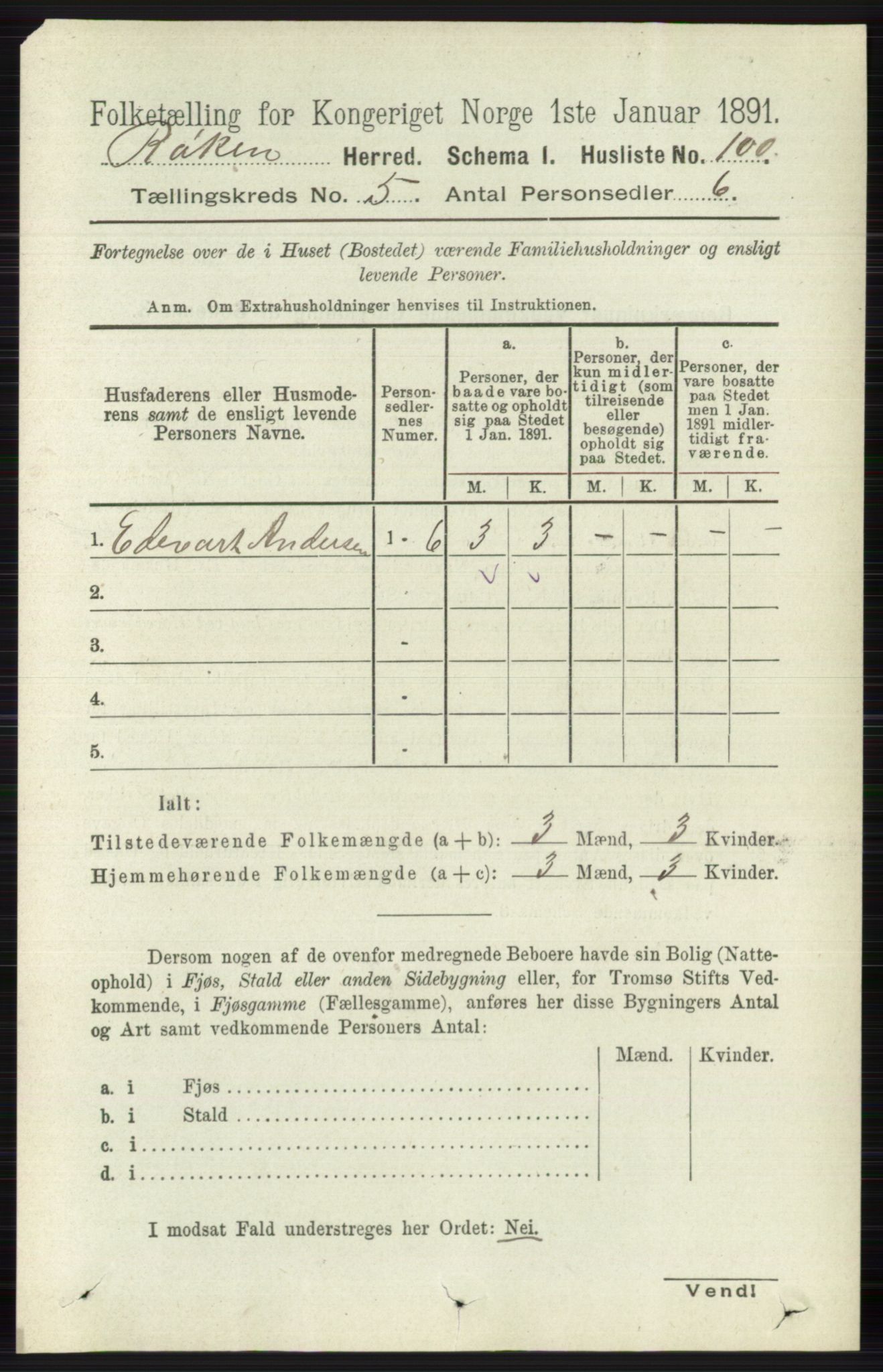 RA, 1891 census for 0627 Røyken, 1891, p. 2864