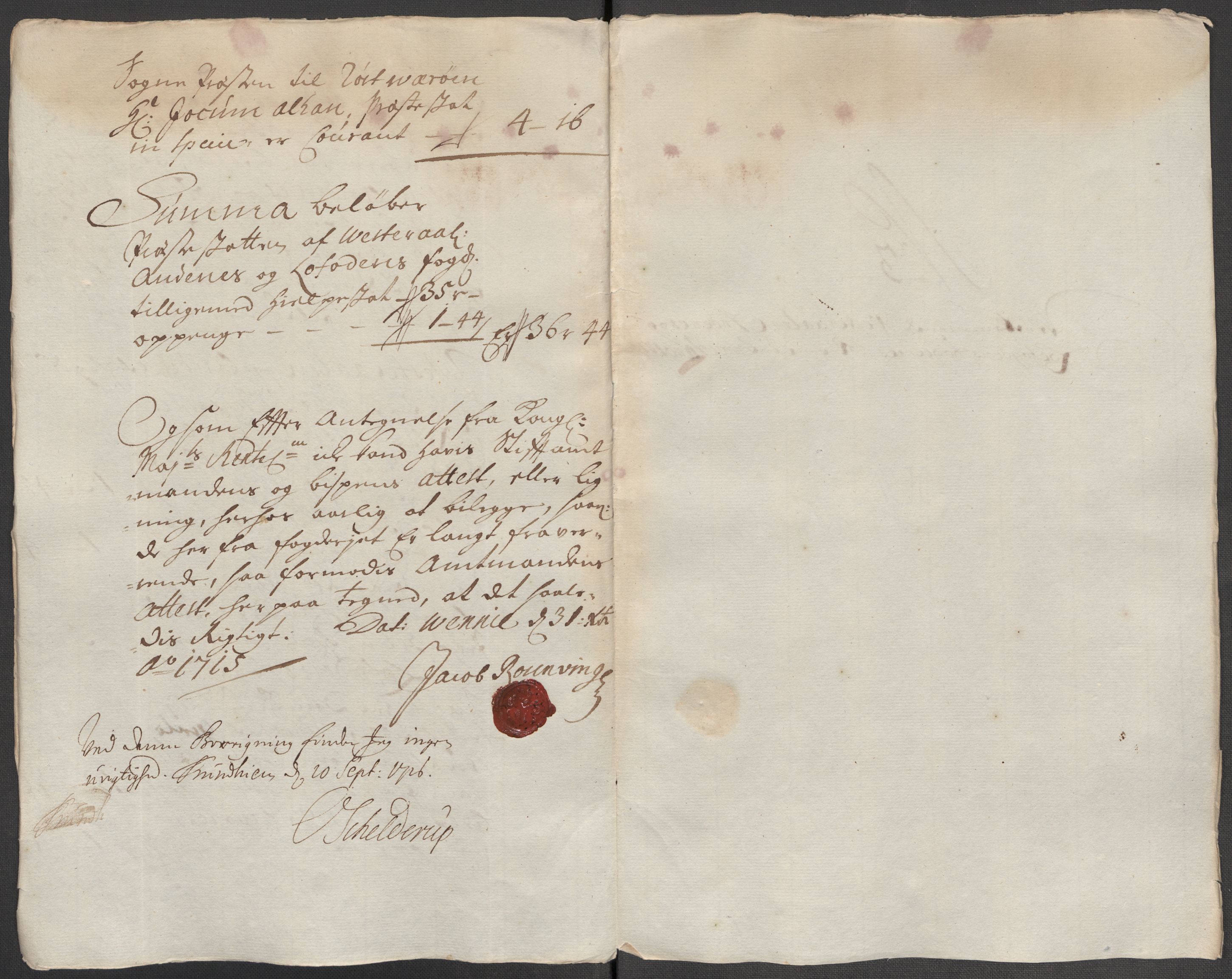Rentekammeret inntil 1814, Reviderte regnskaper, Fogderegnskap, AV/RA-EA-4092/R67/L4681: Fogderegnskap Vesterålen, Andenes og Lofoten, 1715, p. 65