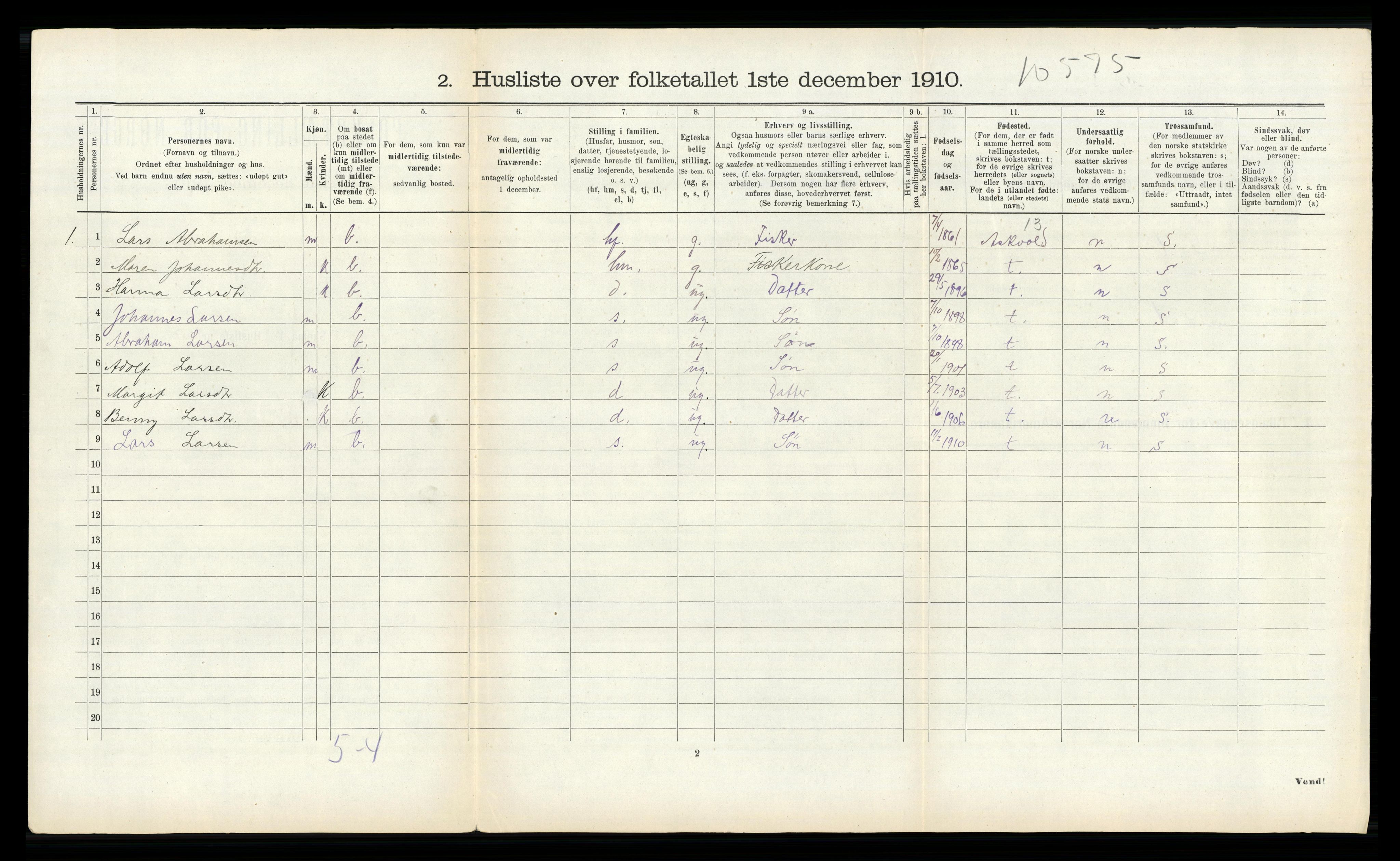 RA, 1910 census for Kinn, 1910, p. 773