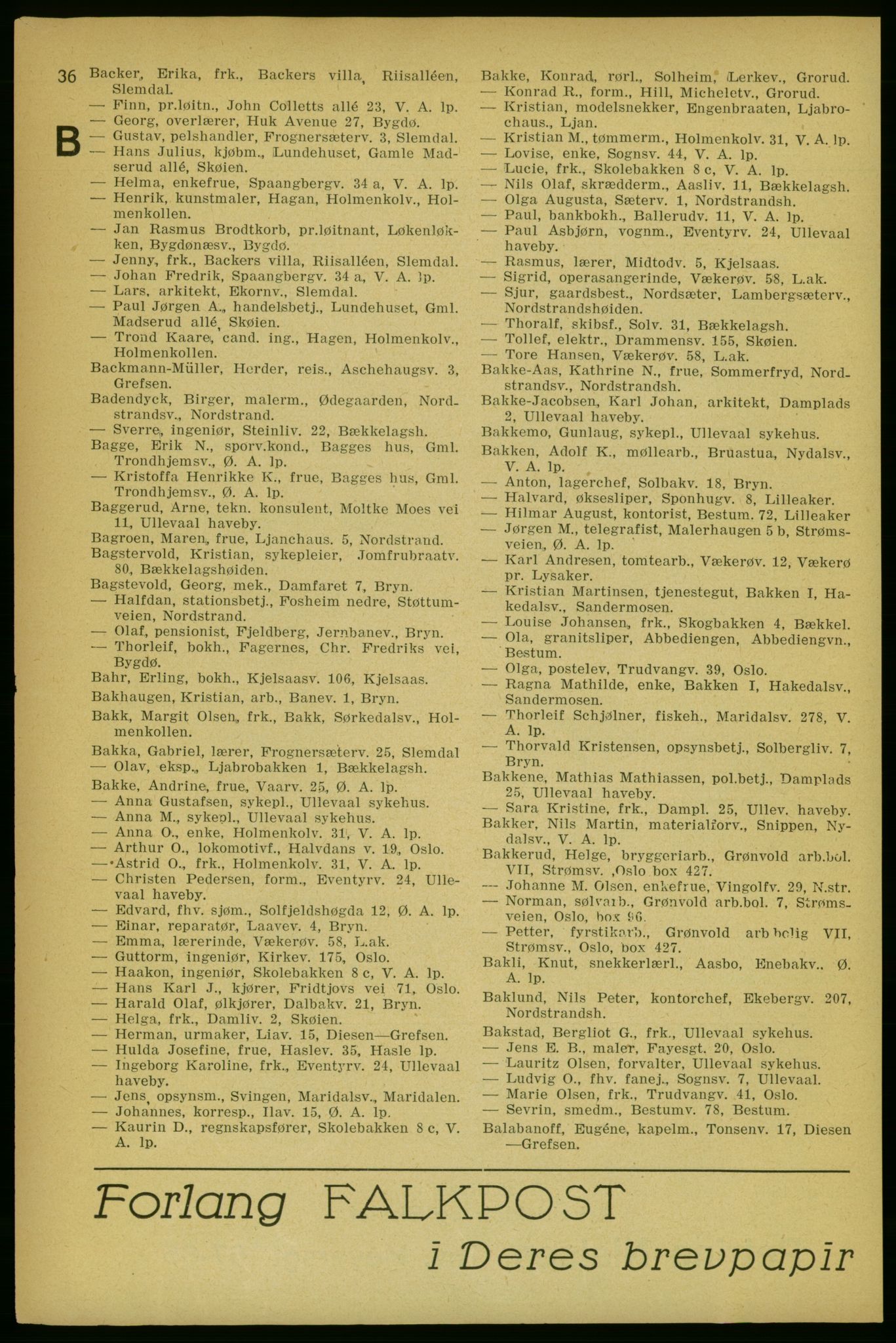Aker adressebok/adressekalender, PUBL/001/A/004: Aker adressebok, 1929, p. 36