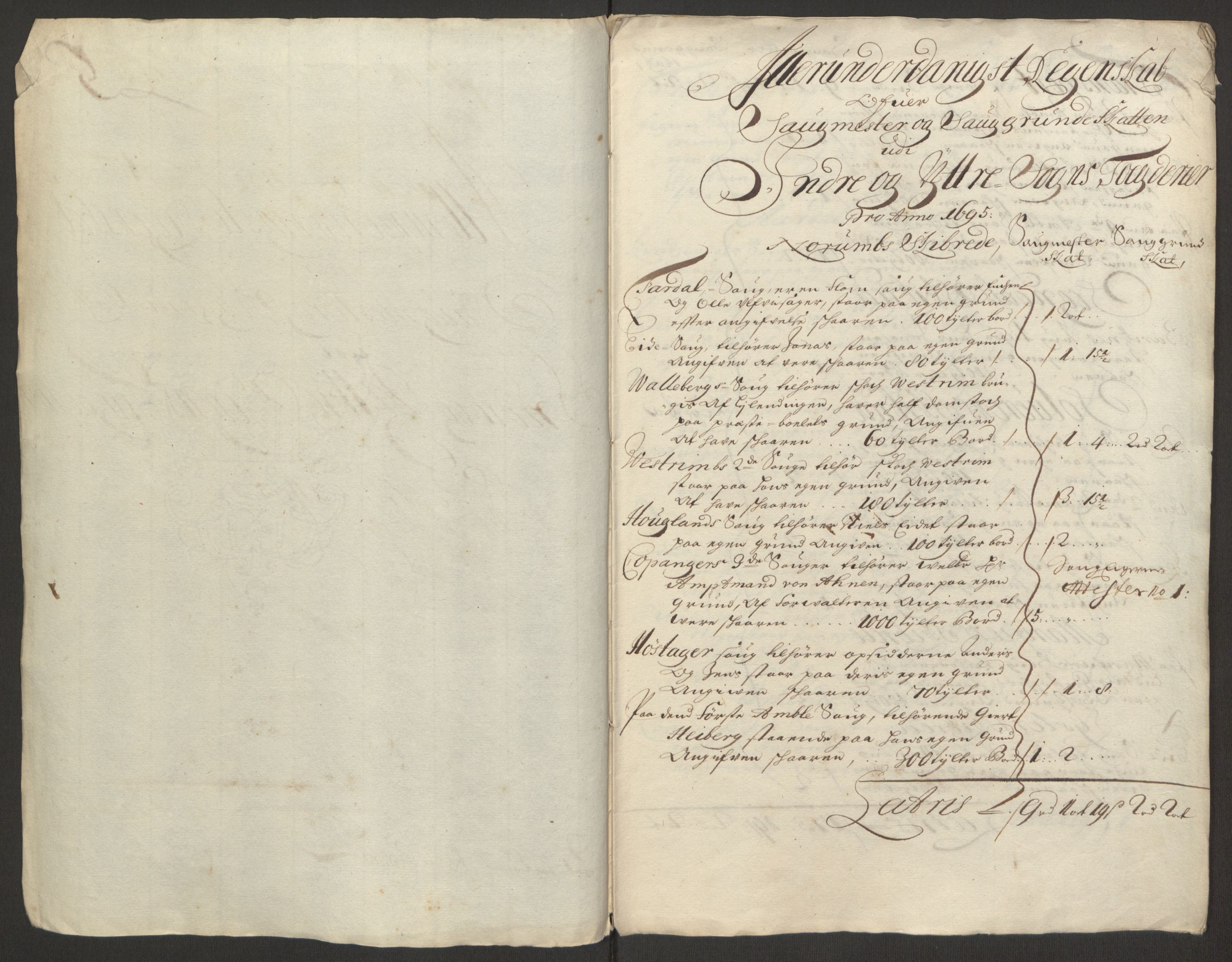 Rentekammeret inntil 1814, Reviderte regnskaper, Fogderegnskap, RA/EA-4092/R52/L3308: Fogderegnskap Sogn, 1695, p. 299