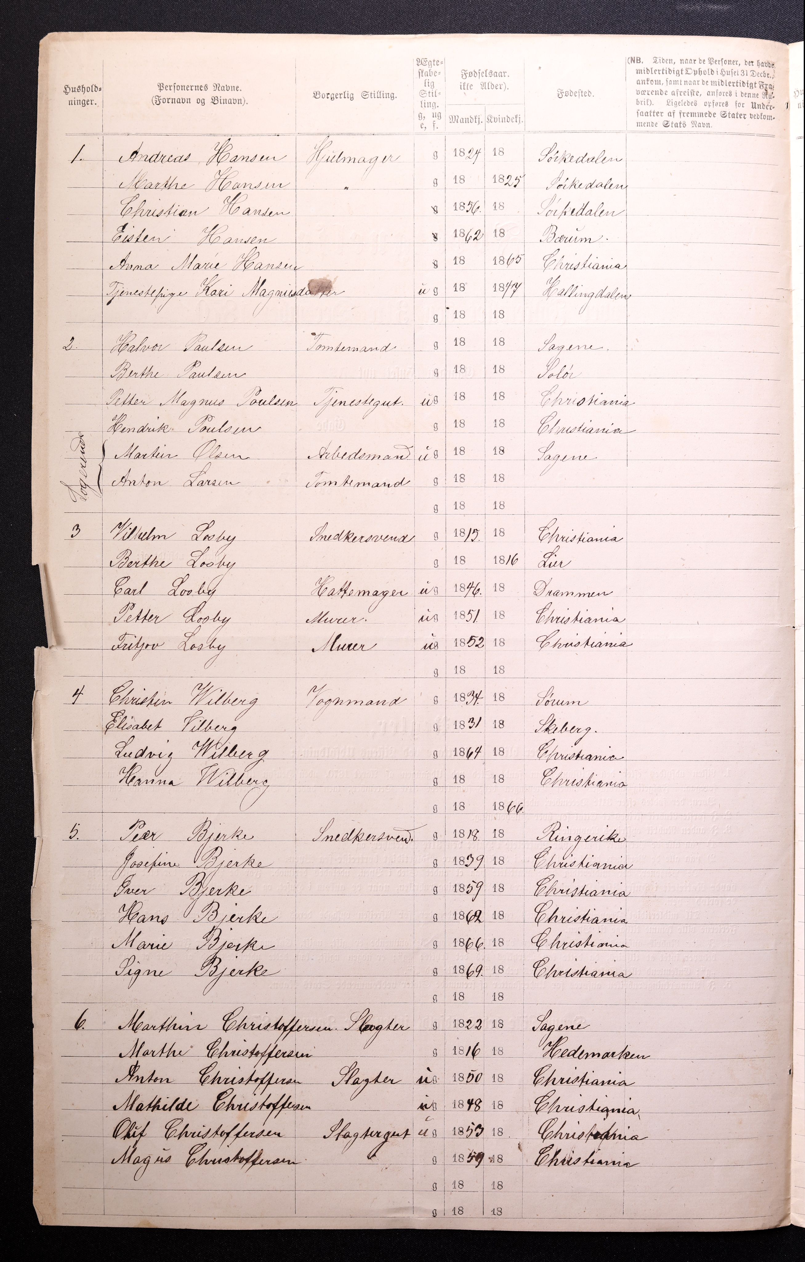 RA, 1870 census for 0301 Kristiania, 1870, p. 1874