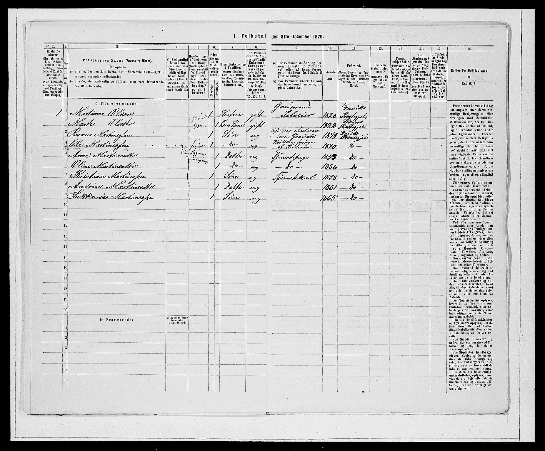 SAB, 1875 Census for 1442P Davik, 1875, p. 40