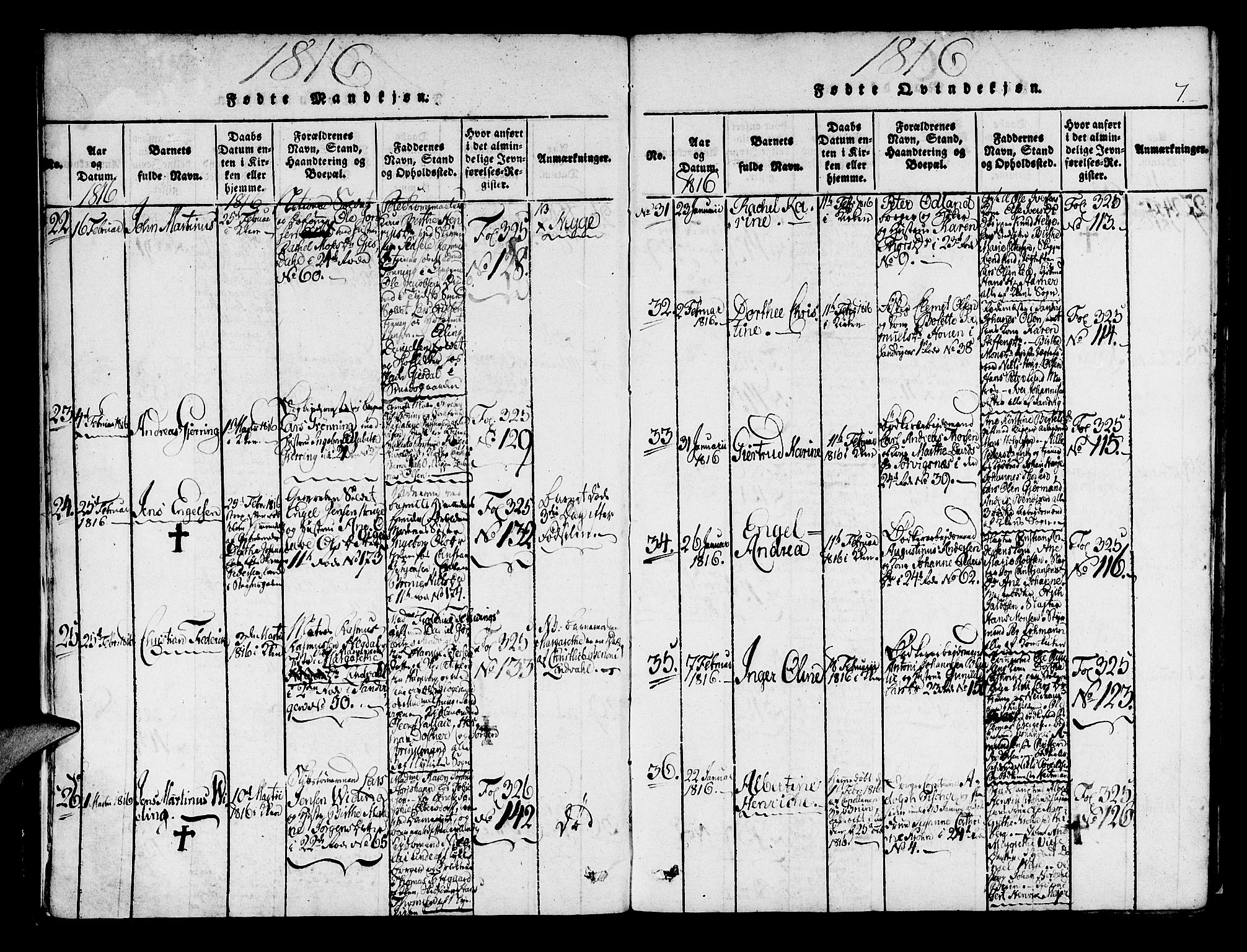 Korskirken sokneprestembete, AV/SAB-A-76101/H/Haa/L0013: Parish register (official) no. A 13, 1815-1822, p. 7