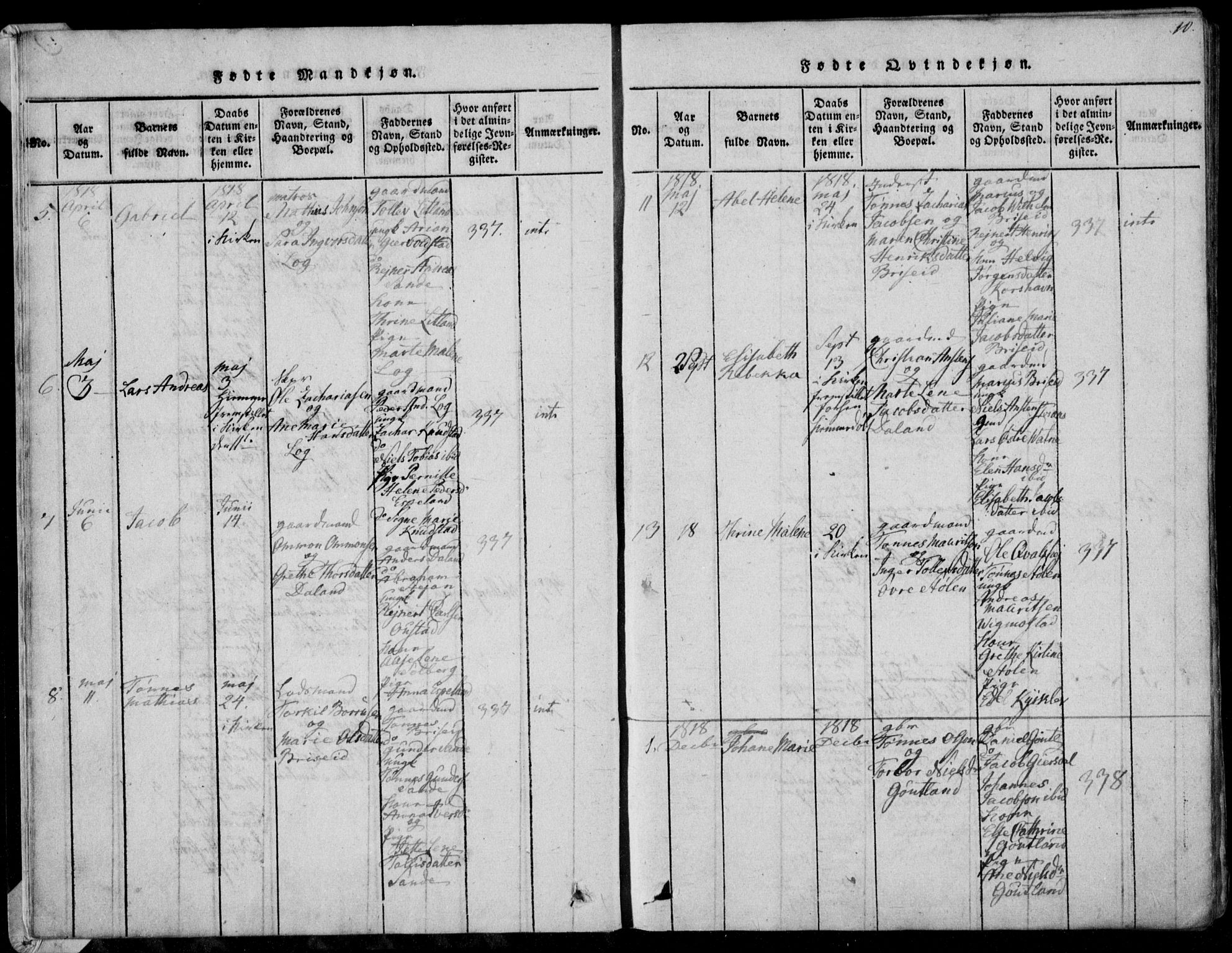 Herad sokneprestkontor, AV/SAK-1111-0018/F/Fa/Faa/L0003: Parish register (official) no. A 3, 1816-1844, p. 10