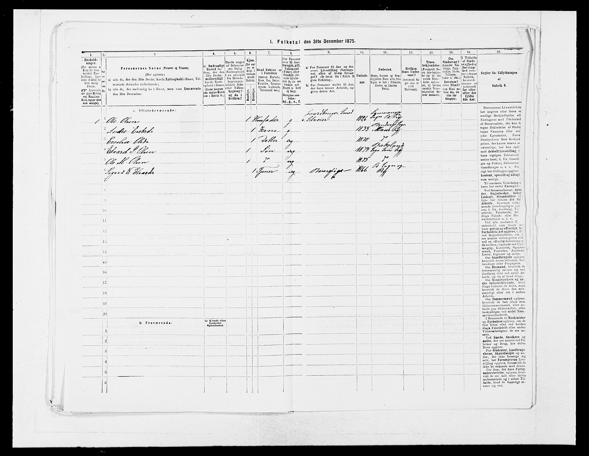 SAB, 1875 census for 1249P Fana, 1875, p. 273