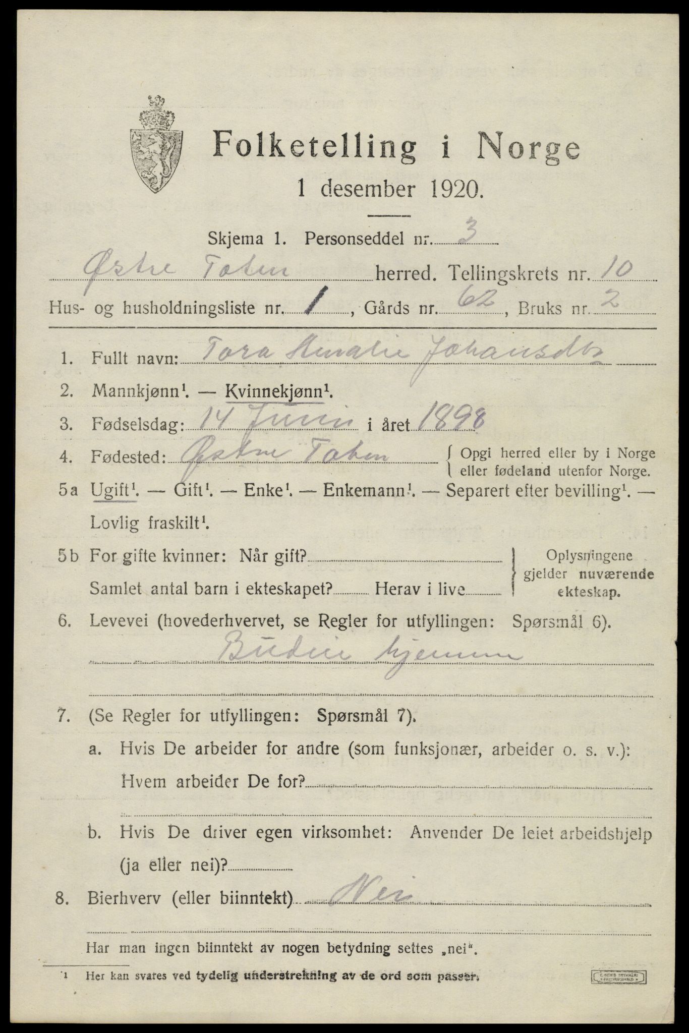 SAH, 1920 census for Østre Toten, 1920, p. 20360