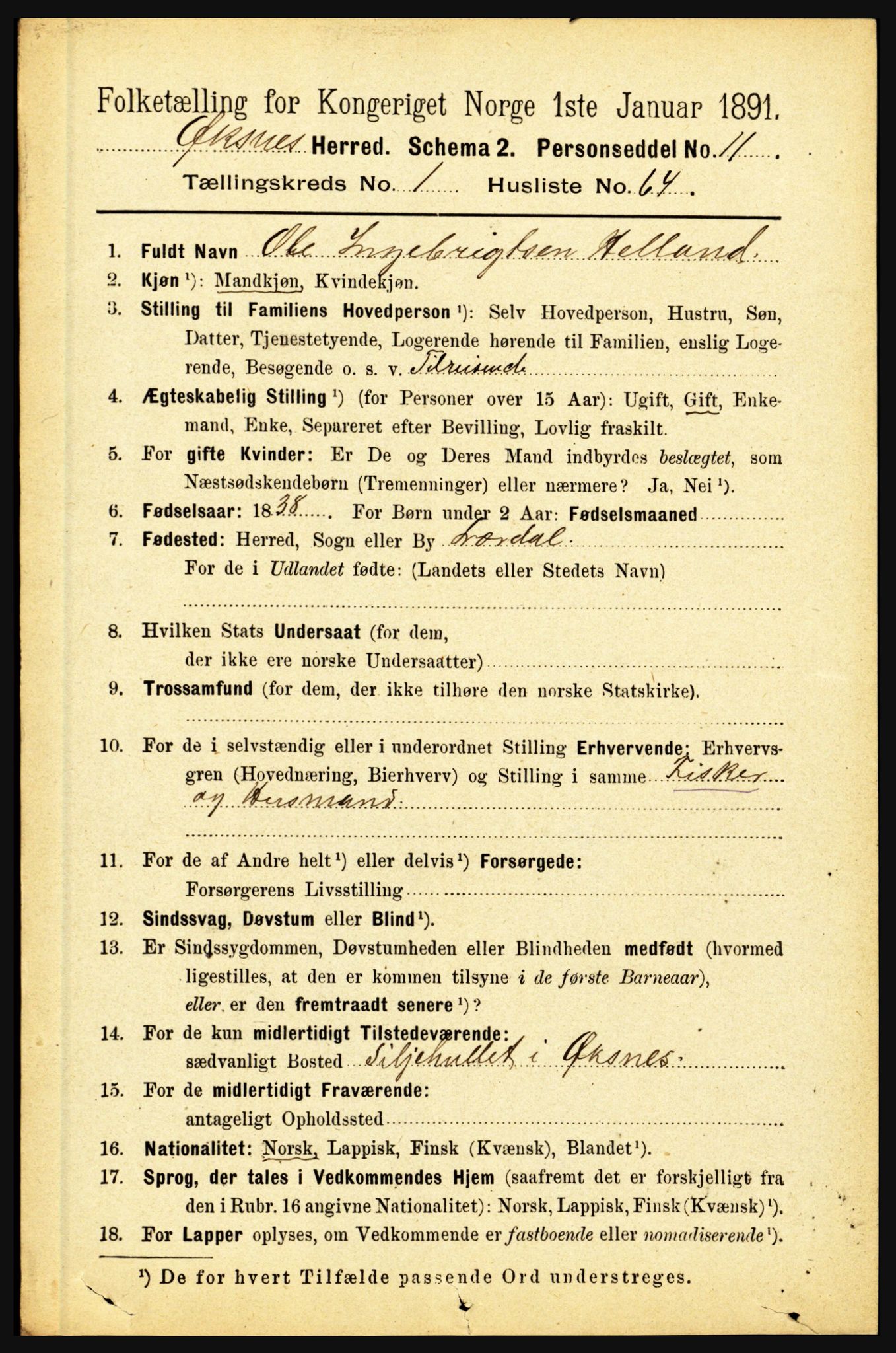 RA, 1891 census for 1868 Øksnes, 1891, p. 590