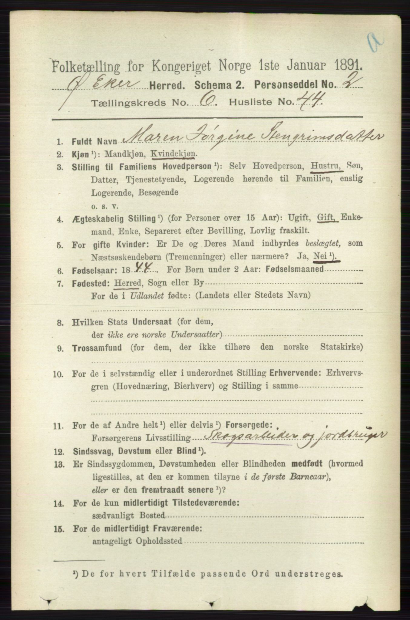 RA, 1891 census for 0624 Øvre Eiker, 1891, p. 2451