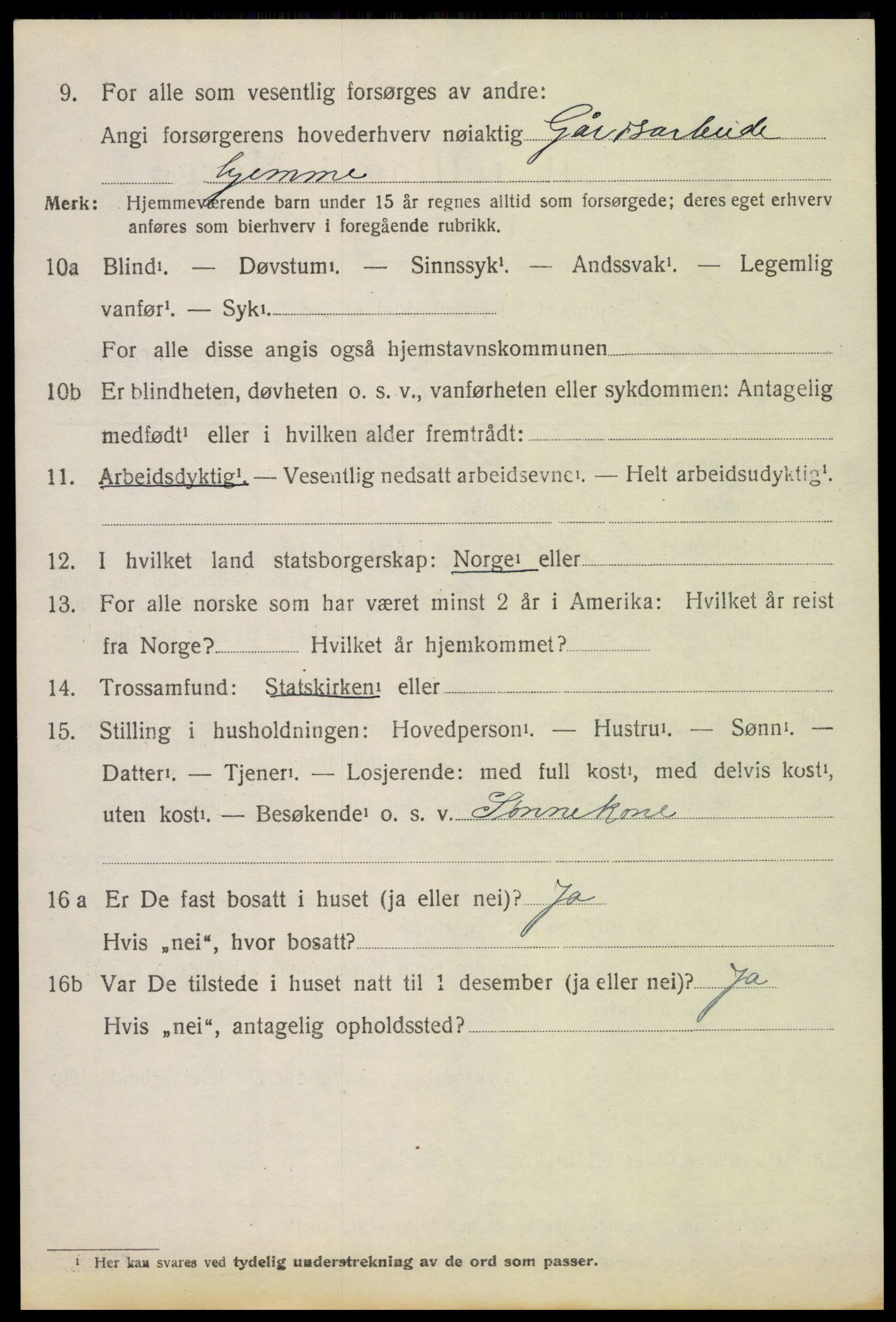 SAH, 1920 census for Nord-Fron, 1920, p. 2727