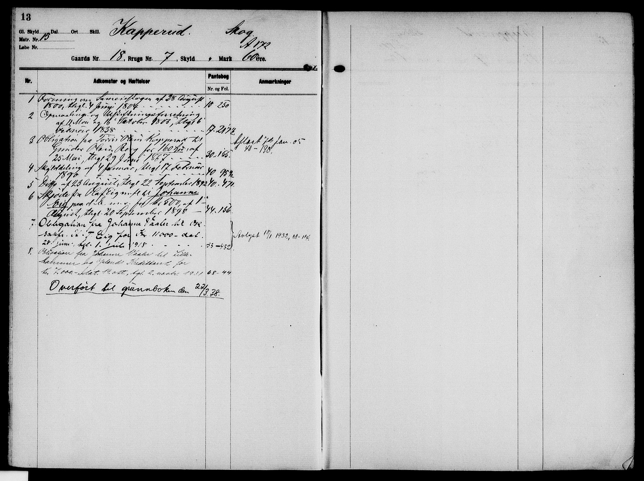 Solør tingrett, AV/SAH-TING-008/H/Ha/Hak/L0002: Mortgage register no. II, 1900-1935, p. 13