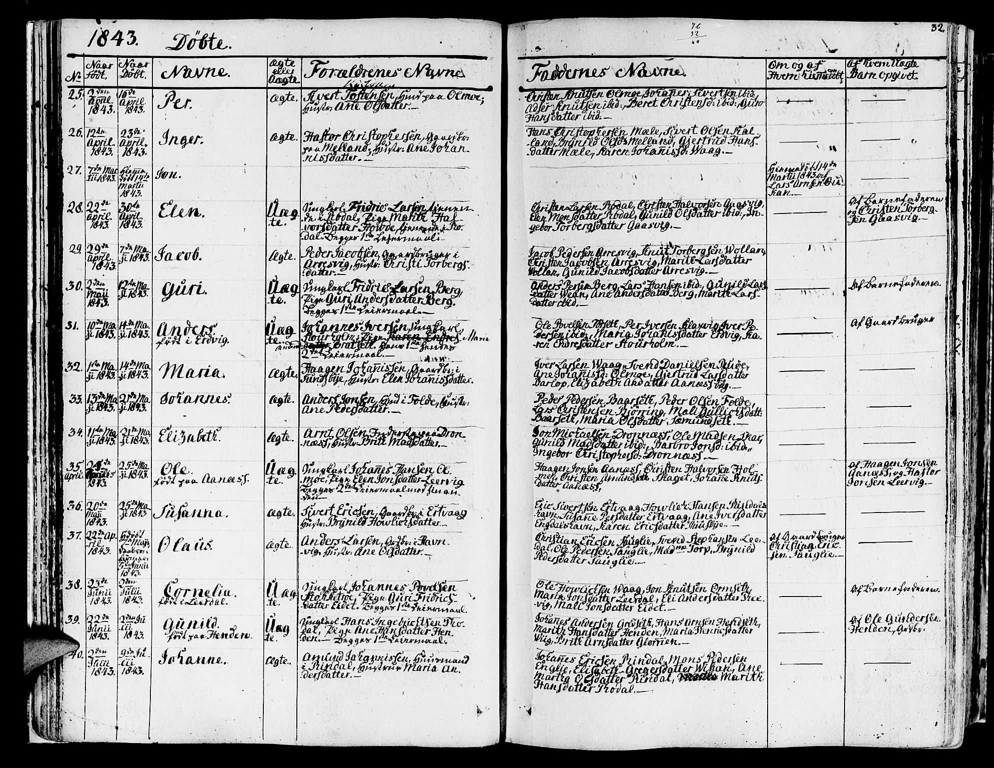 Ministerialprotokoller, klokkerbøker og fødselsregistre - Møre og Romsdal, AV/SAT-A-1454/578/L0904: Parish register (official) no. 578A03, 1836-1858, p. 32