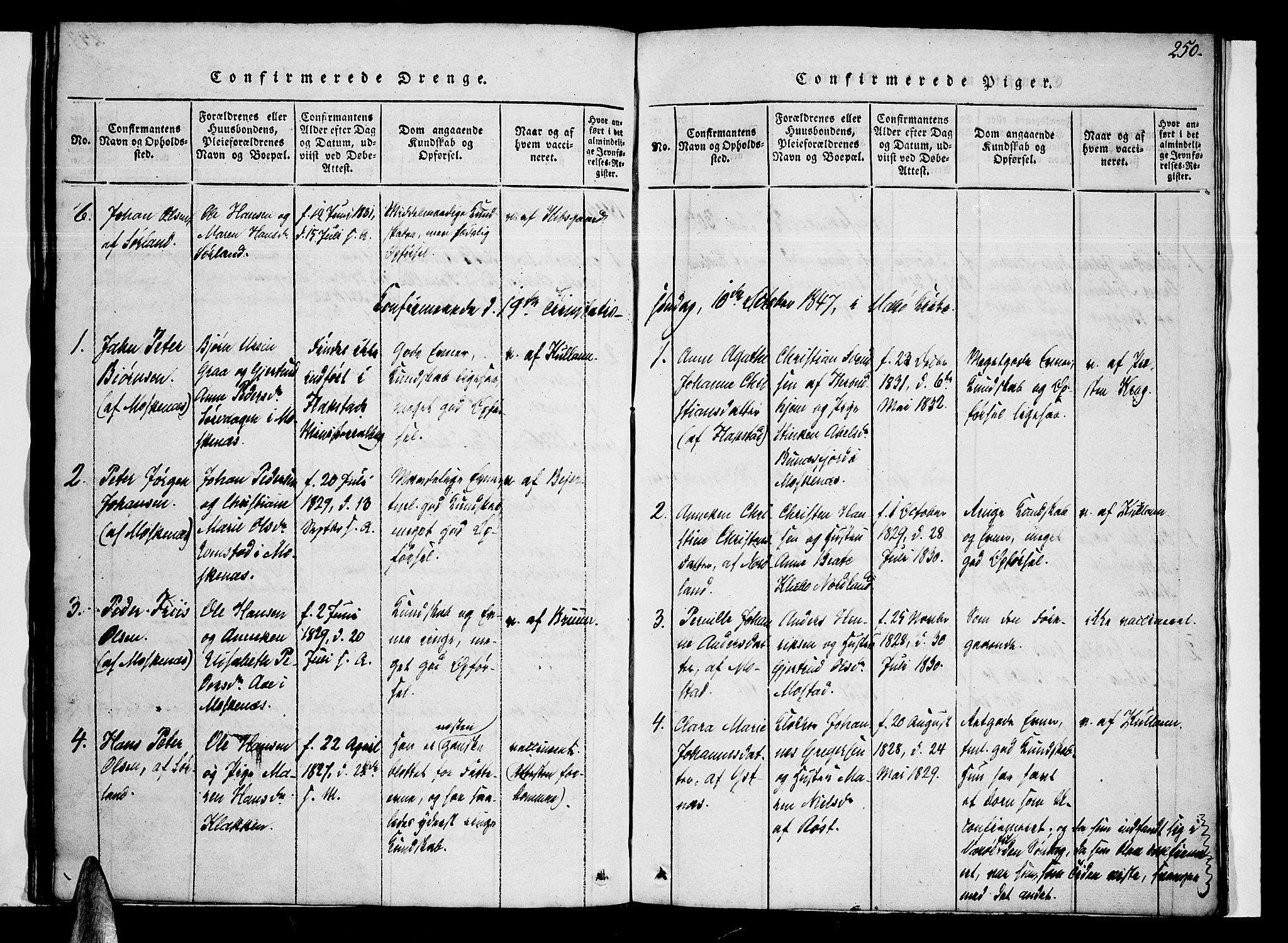 Ministerialprotokoller, klokkerbøker og fødselsregistre - Nordland, AV/SAT-A-1459/807/L0120: Parish register (official) no. 807A03, 1821-1848, p. 250