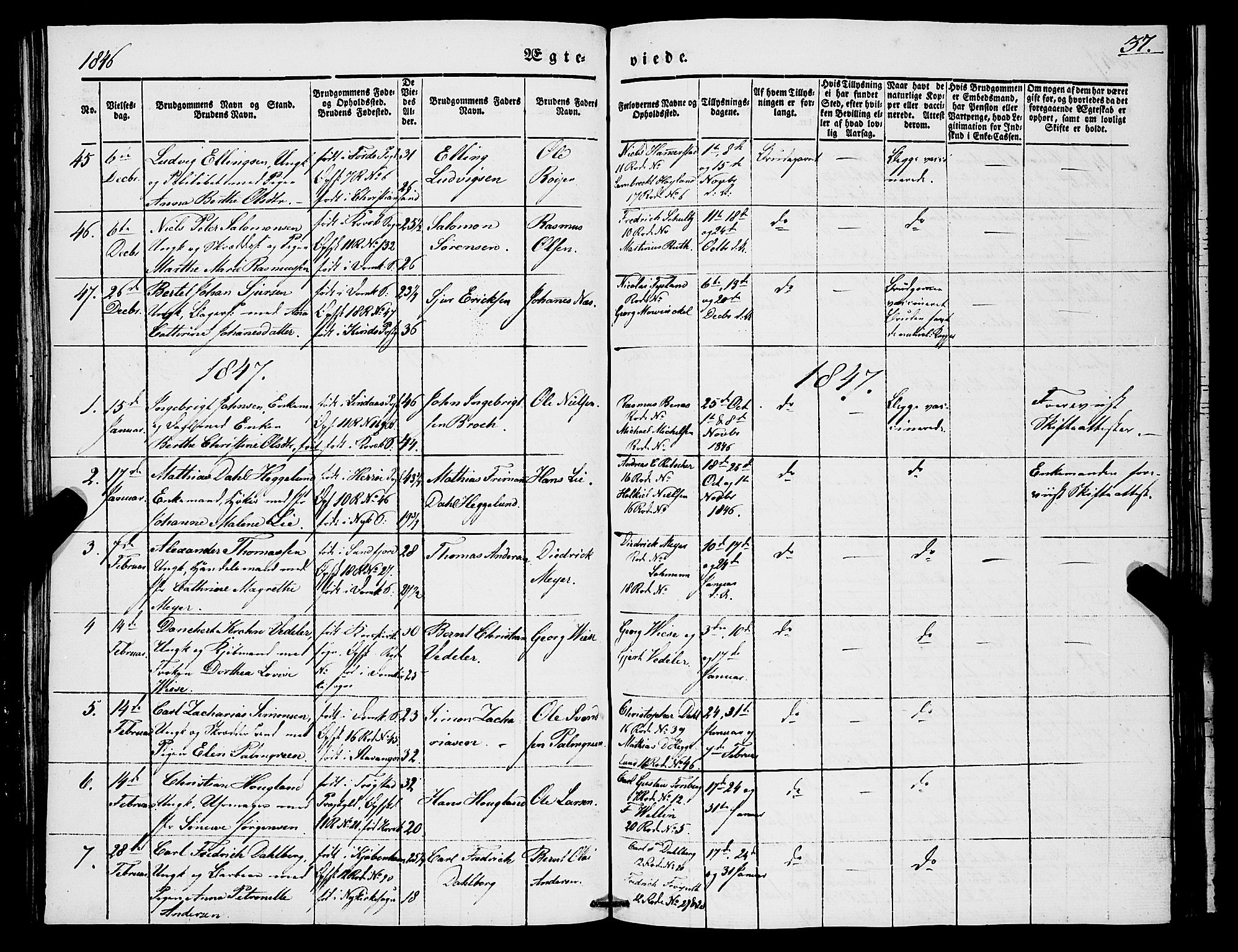 Domkirken sokneprestembete, SAB/A-74801/H/Haa/L0033: Parish register (official) no. D 1, 1841-1853, p. 37