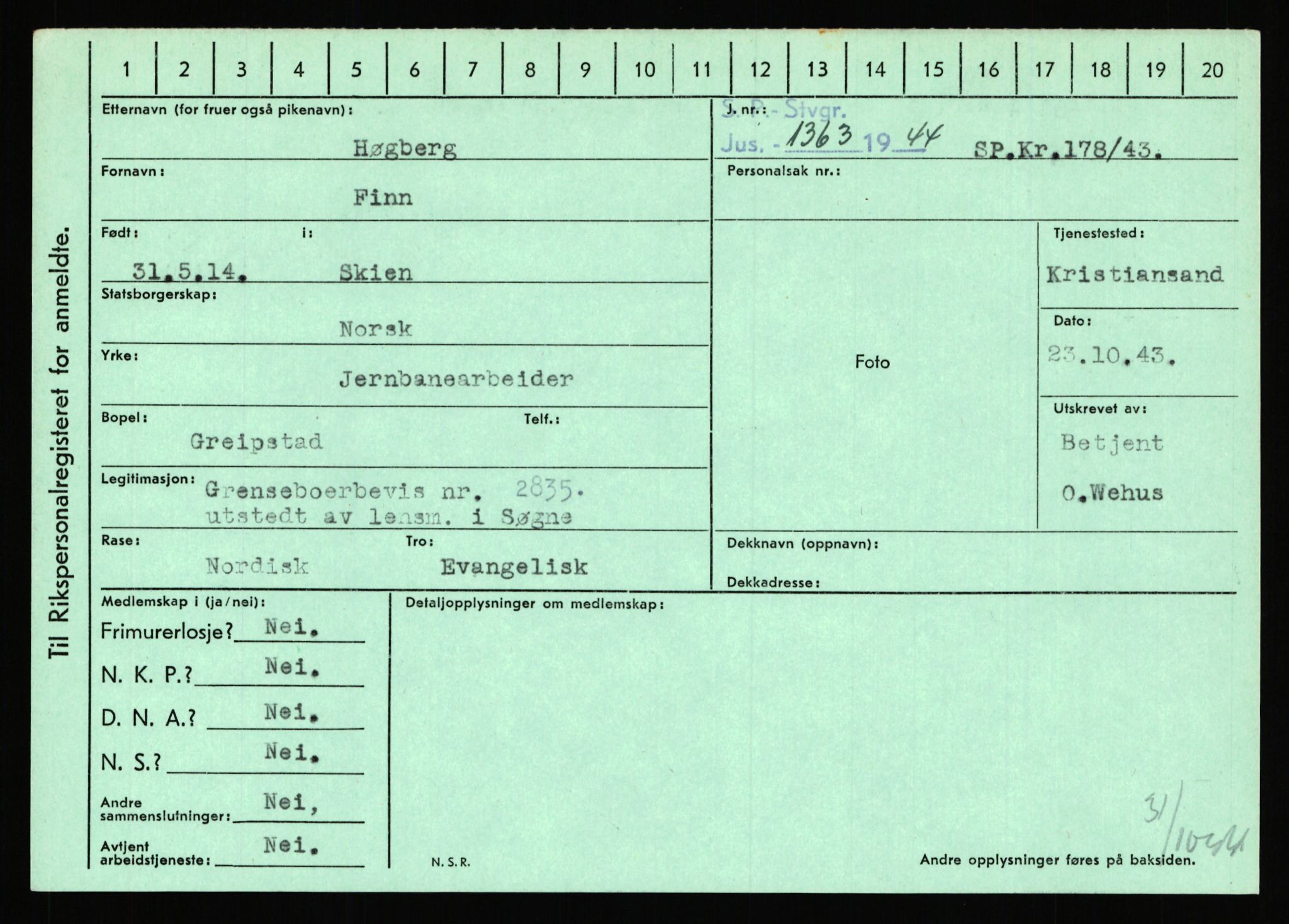 Statspolitiet - Hovedkontoret / Osloavdelingen, AV/RA-S-1329/C/Ca/L0007: Hol - Joelsen, 1943-1945, p. 1663