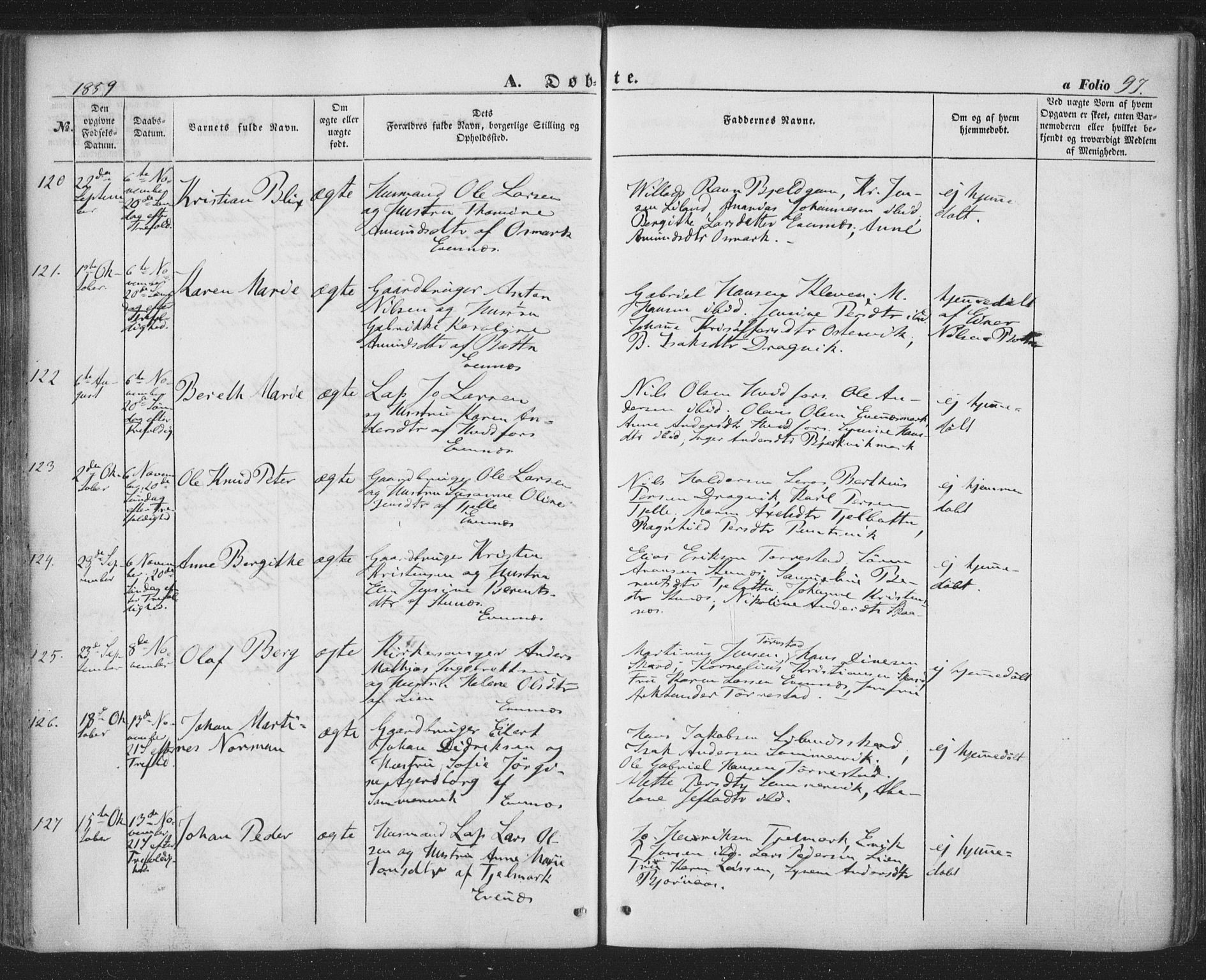 Ministerialprotokoller, klokkerbøker og fødselsregistre - Nordland, SAT/A-1459/863/L0895: Parish register (official) no. 863A07, 1851-1860, p. 97