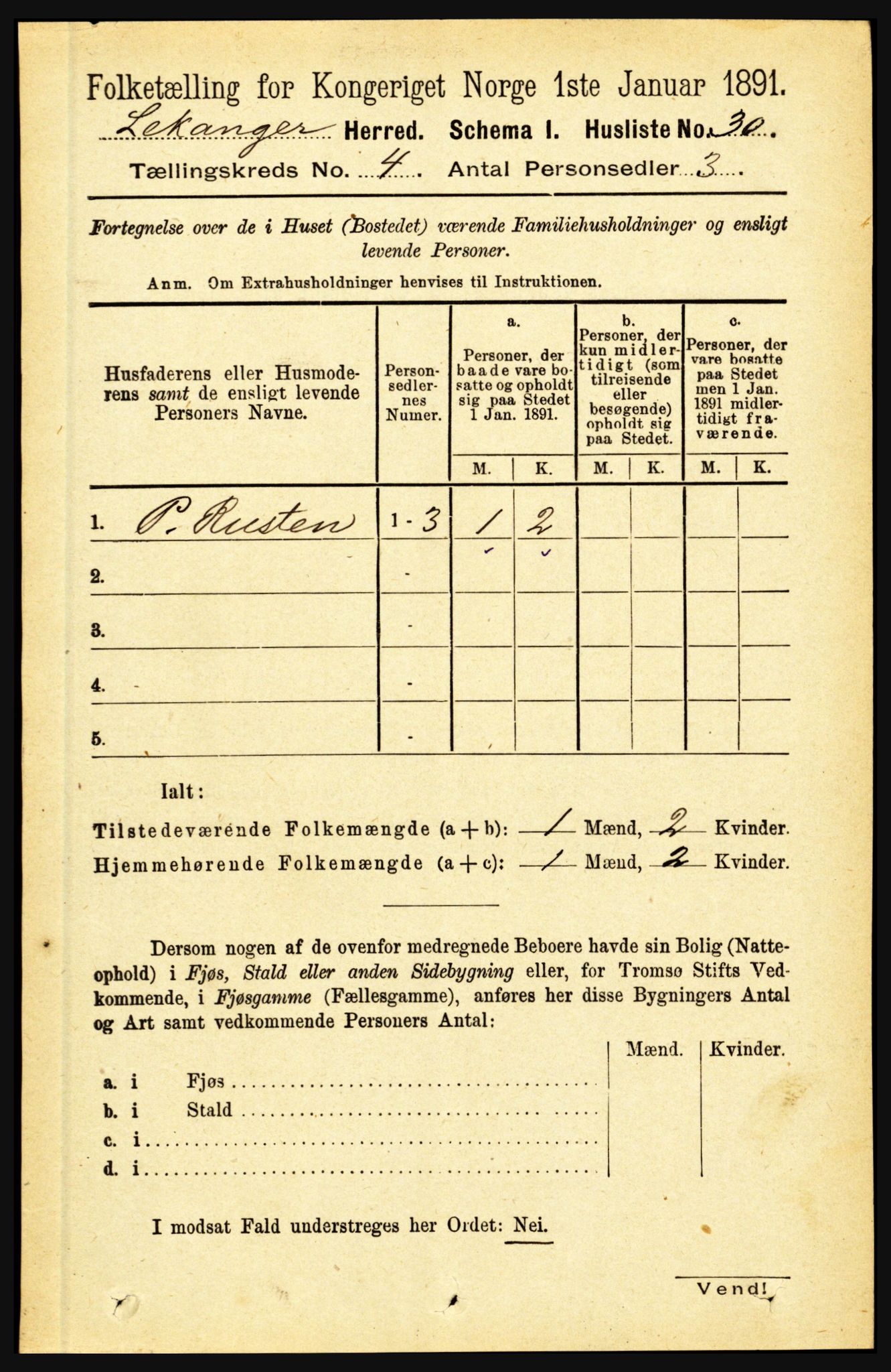 RA, 1891 census for 1419 Leikanger, 1891, p. 551