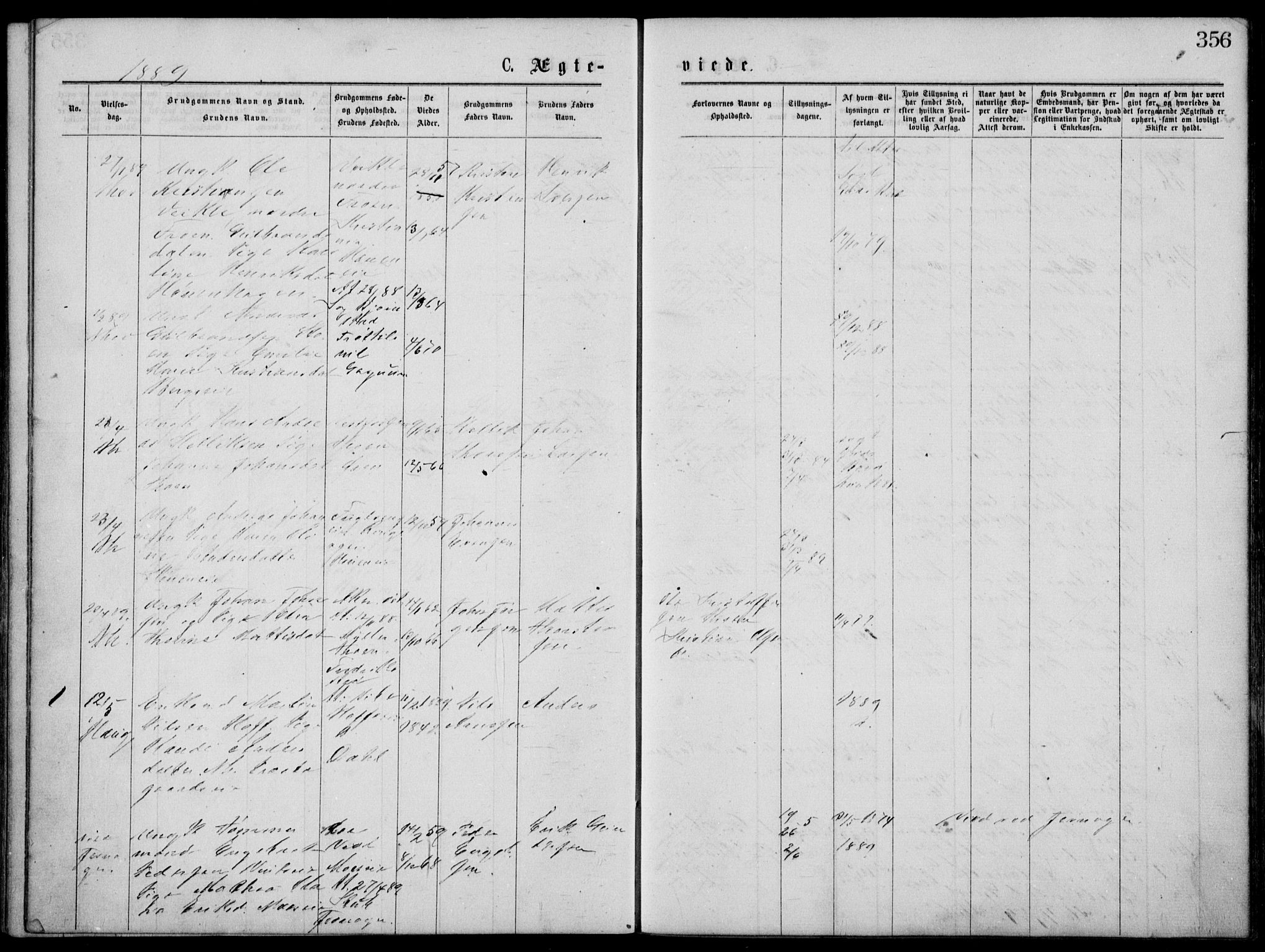 Norderhov kirkebøker, SAKO/A-237/G/Gb/L0001: Parish register (copy) no. II 1, 1876-1899, p. 356