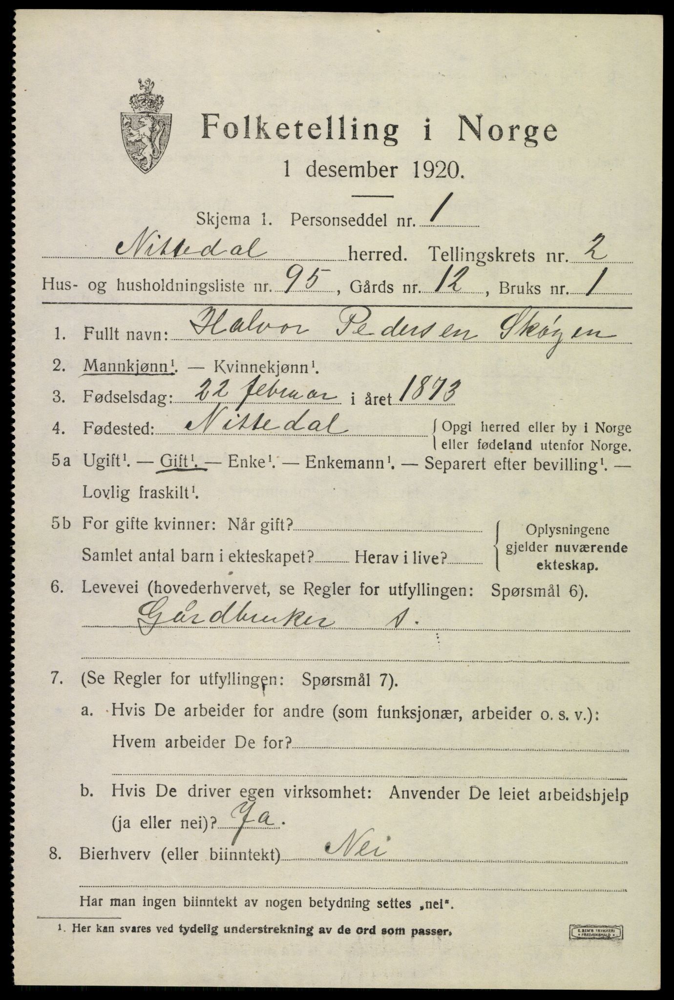 SAO, 1920 census for Nittedal, 1920, p. 2840