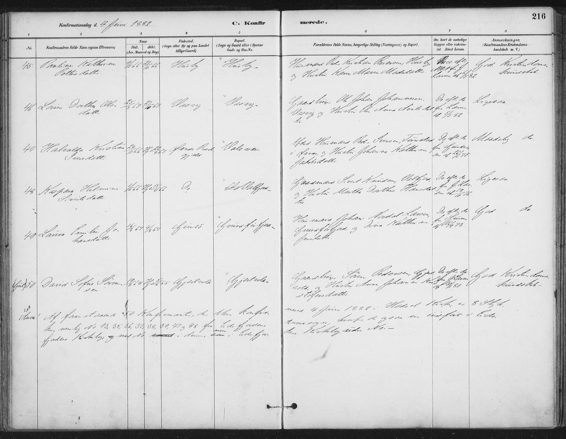 Ministerialprotokoller, klokkerbøker og fødselsregistre - Nordland, AV/SAT-A-1459/888/L1244: Parish register (official) no. 888A10, 1880-1890, p. 216