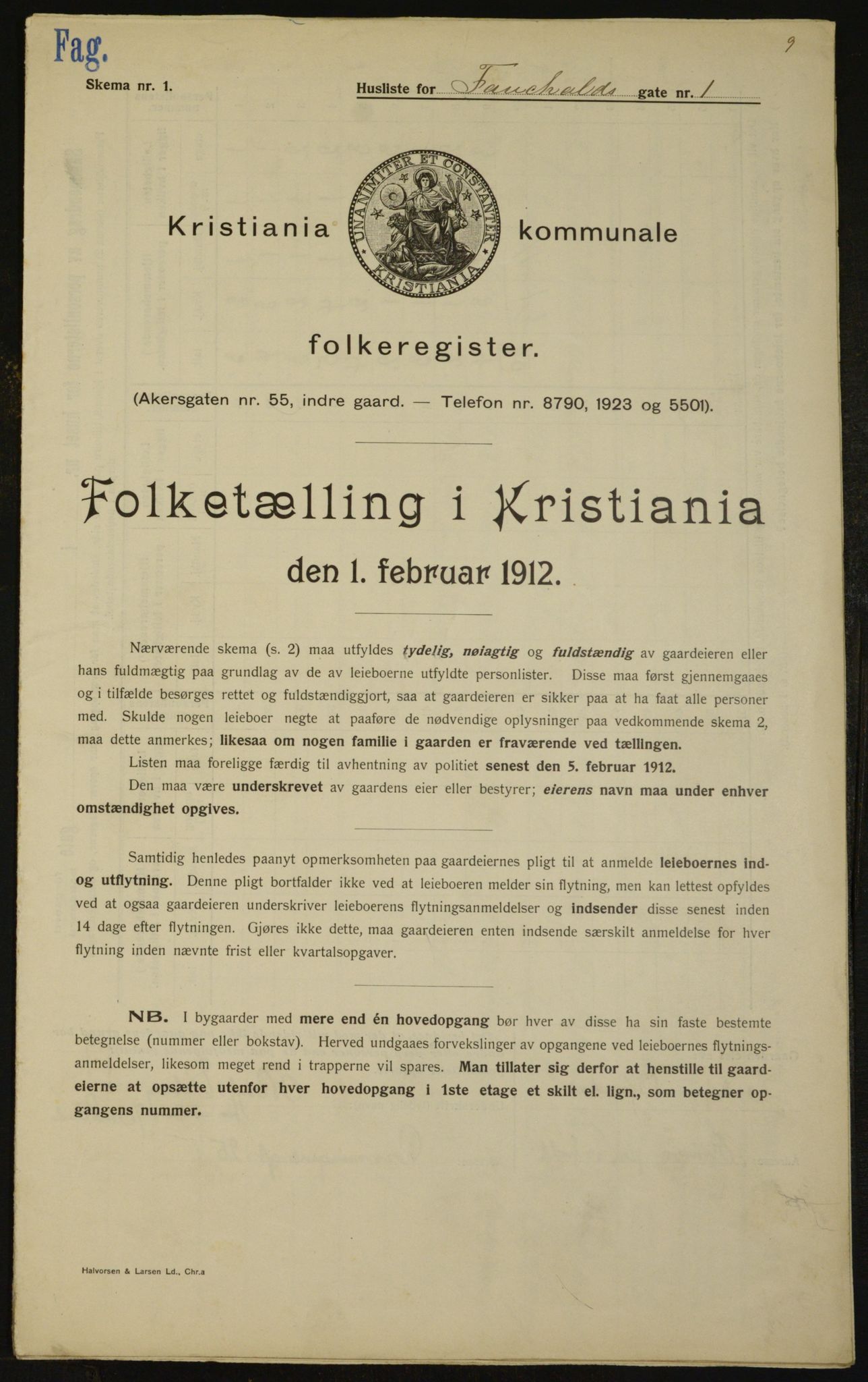 OBA, Municipal Census 1912 for Kristiania, 1912, p. 23652