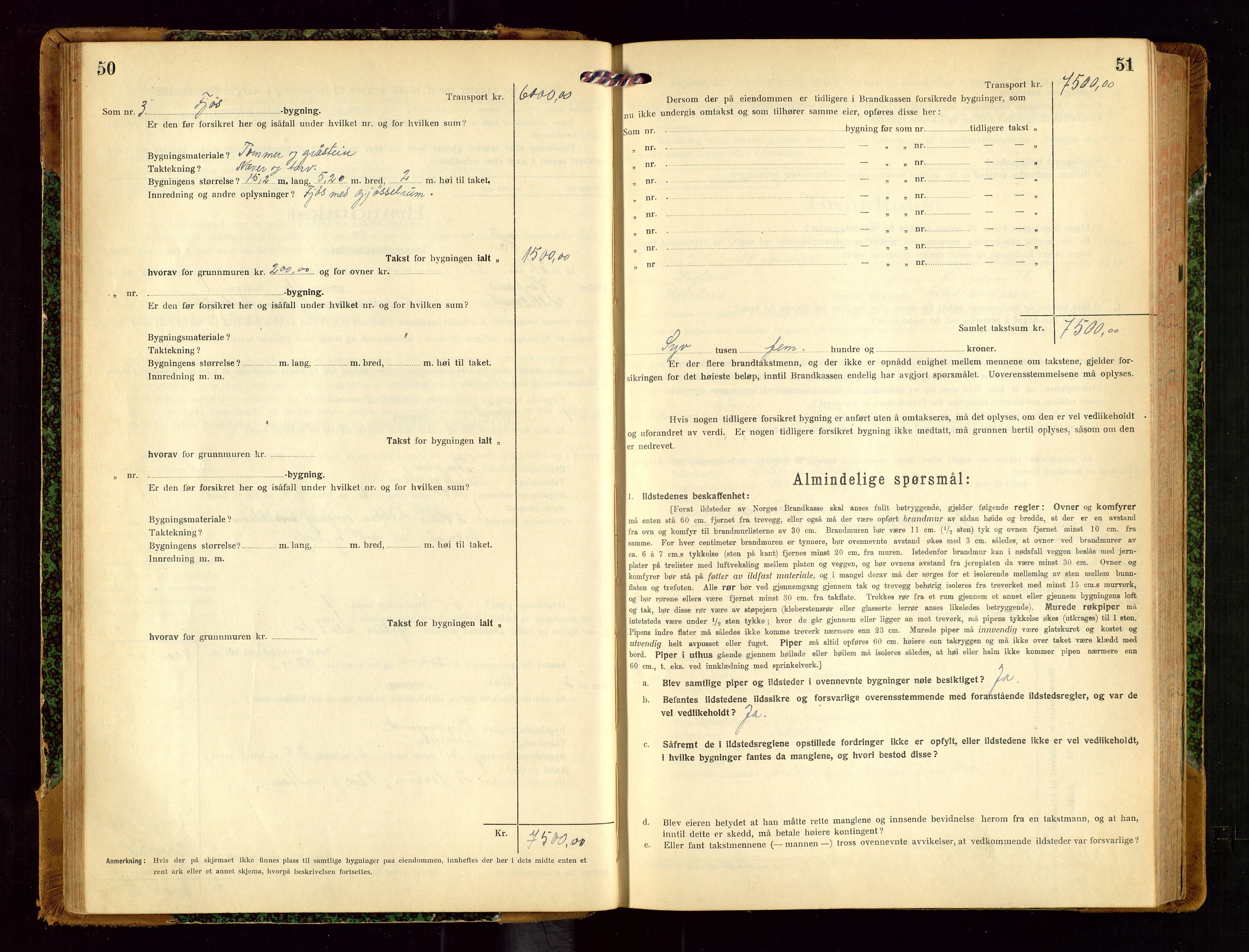 Helleland lensmannskontor, AV/SAST-A-100209/Gob/L0002: "Brandtakstprotokoll", 1921-1930, p. 50-51