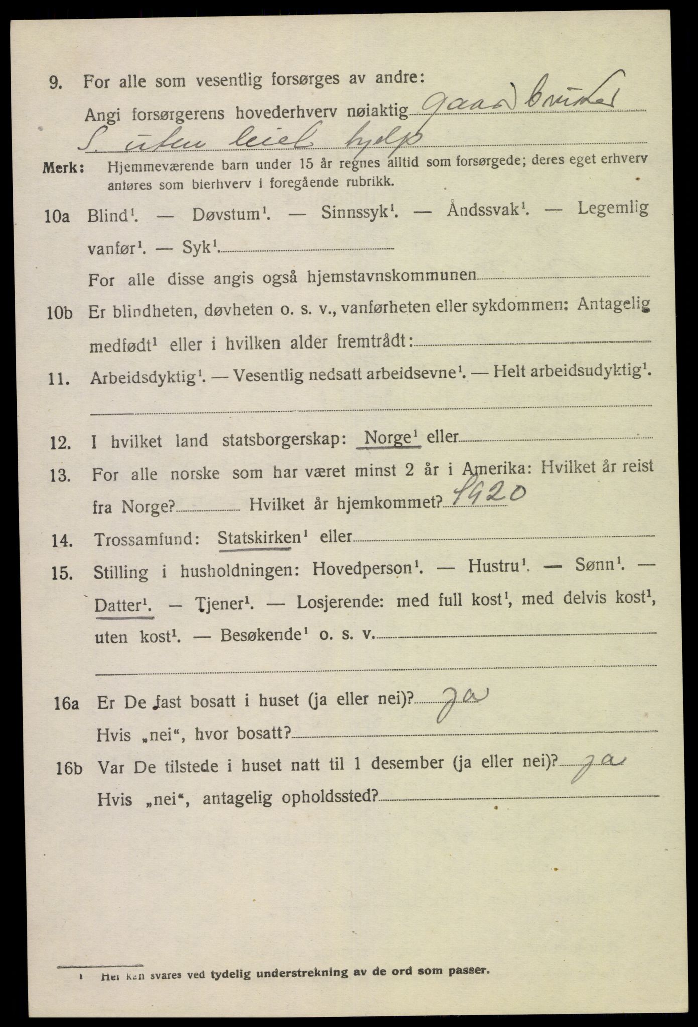 SAK, 1920 census for Kvås, 1920, p. 1163