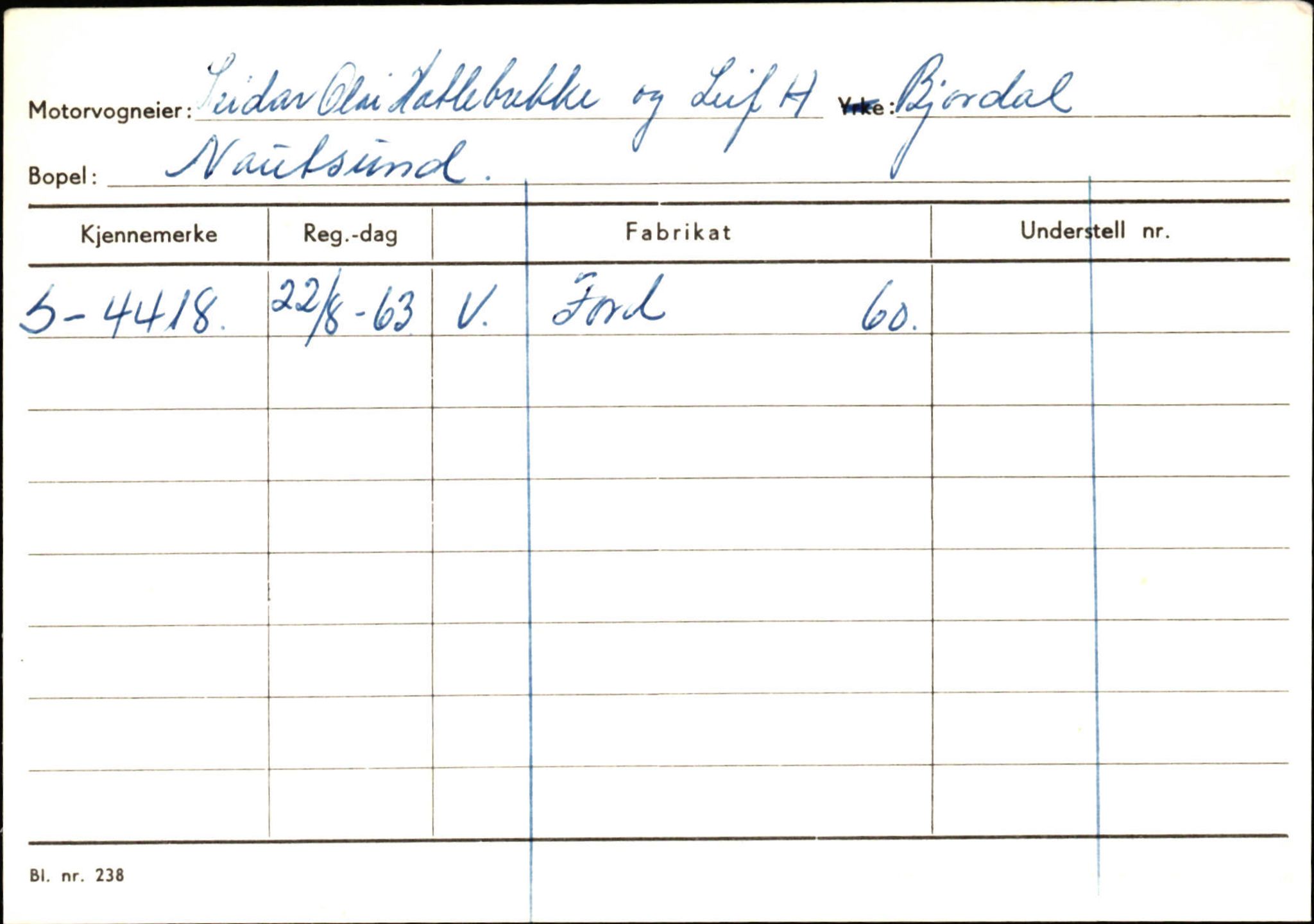 Statens vegvesen, Sogn og Fjordane vegkontor, AV/SAB-A-5301/4/F/L0125: Eigarregister Sogndal V-Å. Aurland A-Å. Fjaler A-N, 1945-1975, p. 1797