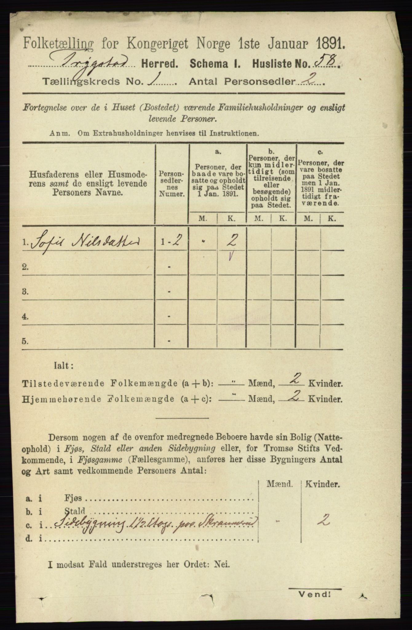 RA, 1891 Census for 0122 Trøgstad, 1891, p. 86