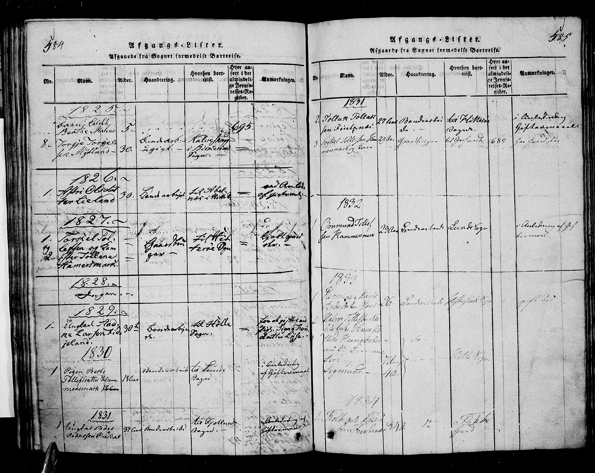 Sirdal sokneprestkontor, AV/SAK-1111-0036/F/Fa/Fab/L0001: Parish register (official) no. A 1, 1815-1834, p. 584-585