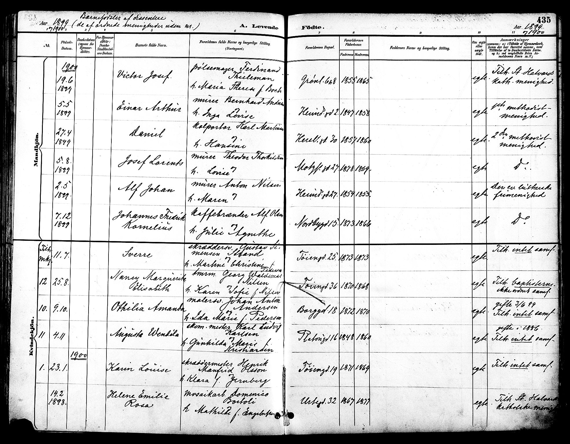 Grønland prestekontor Kirkebøker, SAO/A-10848/F/Fa/L0012: Parish register (official) no. 12, 1893-1900, p. 435