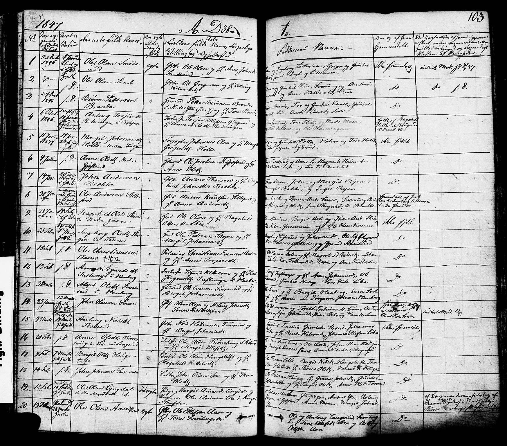 Heddal kirkebøker, SAKO/A-268/F/Fa/L0006: Parish register (official) no. I 6, 1837-1854, p. 103