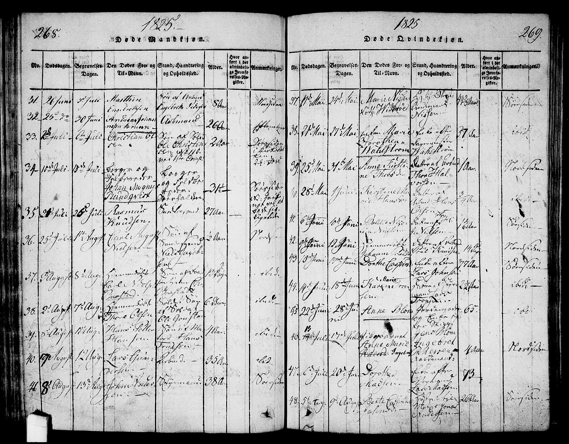 Halden prestekontor Kirkebøker, SAO/A-10909/G/Ga/L0001: Parish register (copy) no. 1, 1815-1833, p. 268-269
