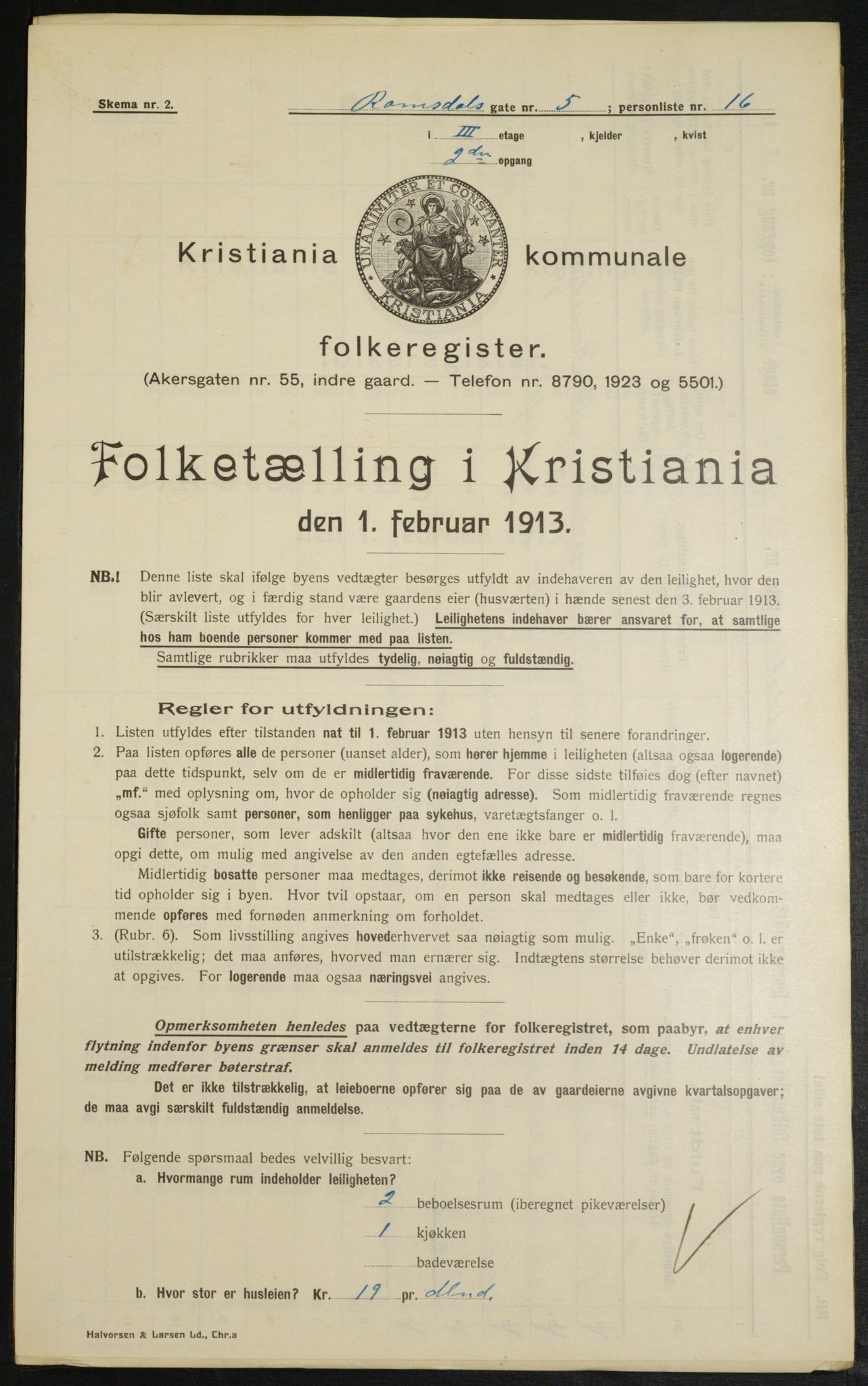 OBA, Municipal Census 1913 for Kristiania, 1913, p. 83251