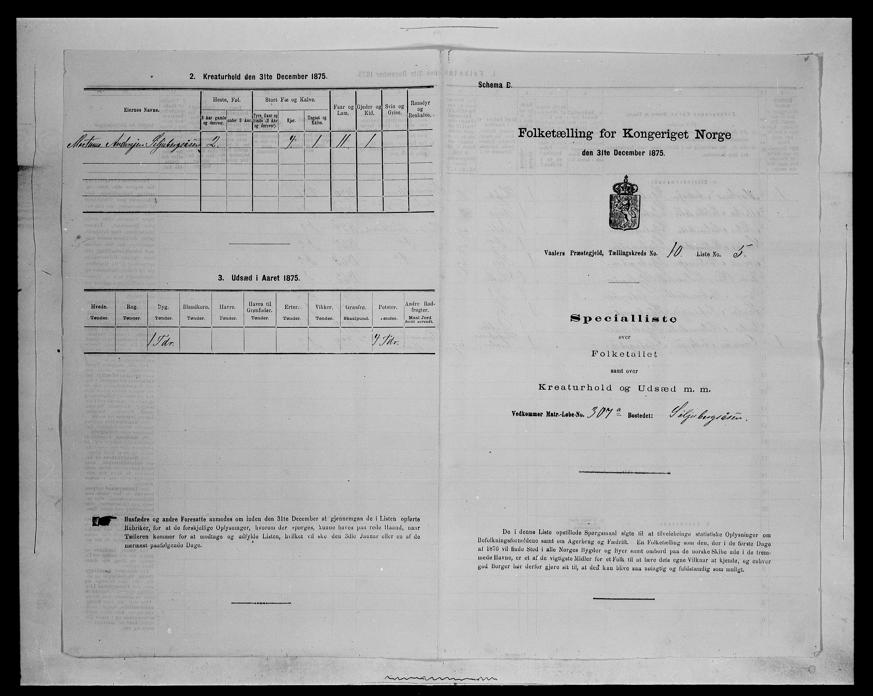 SAH, 1875 census for 0426P Våler parish (Hedmark), 1875, p. 1298