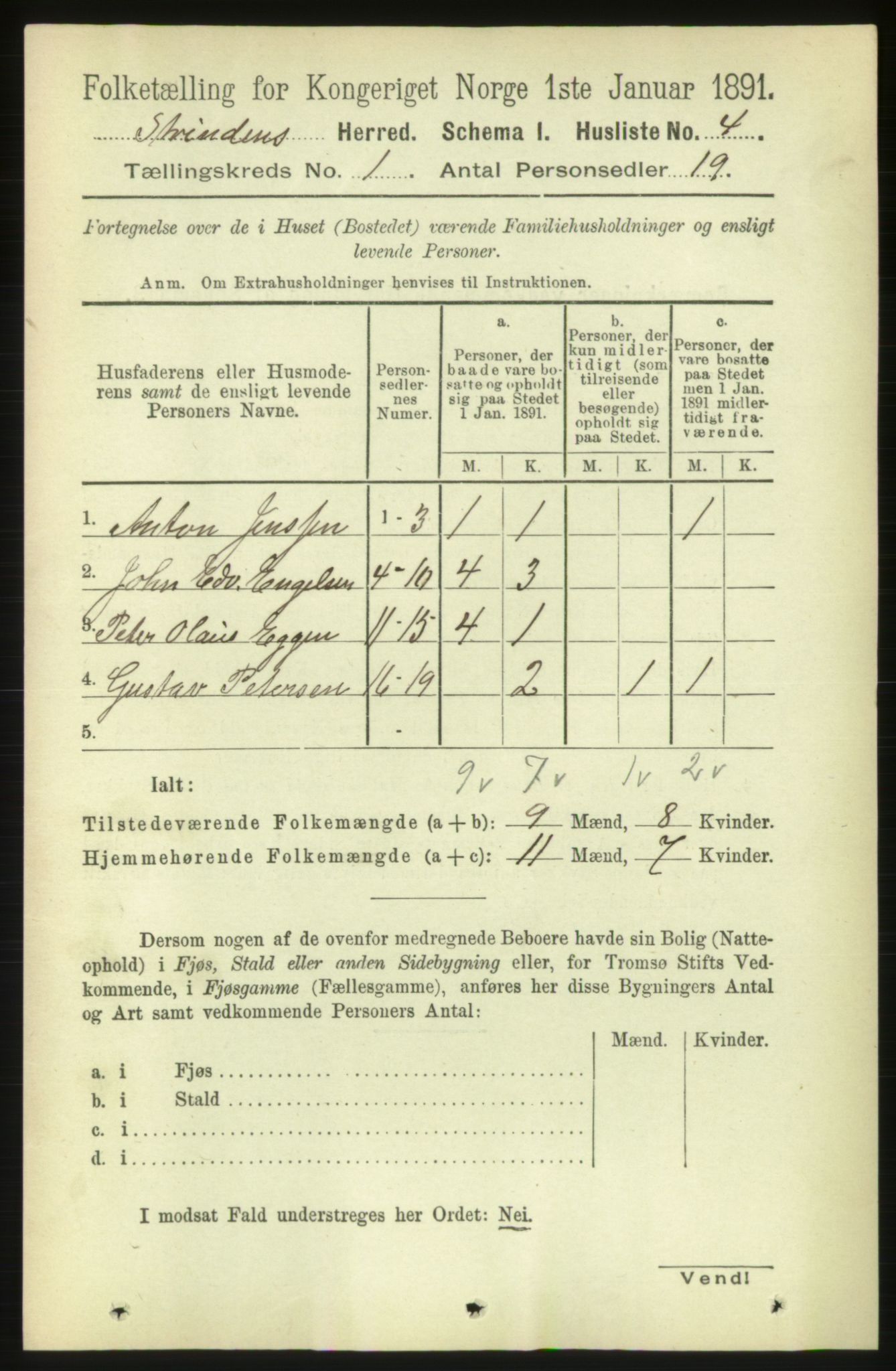 RA, 1891 census for 1660 Strinda, 1891, p. 46