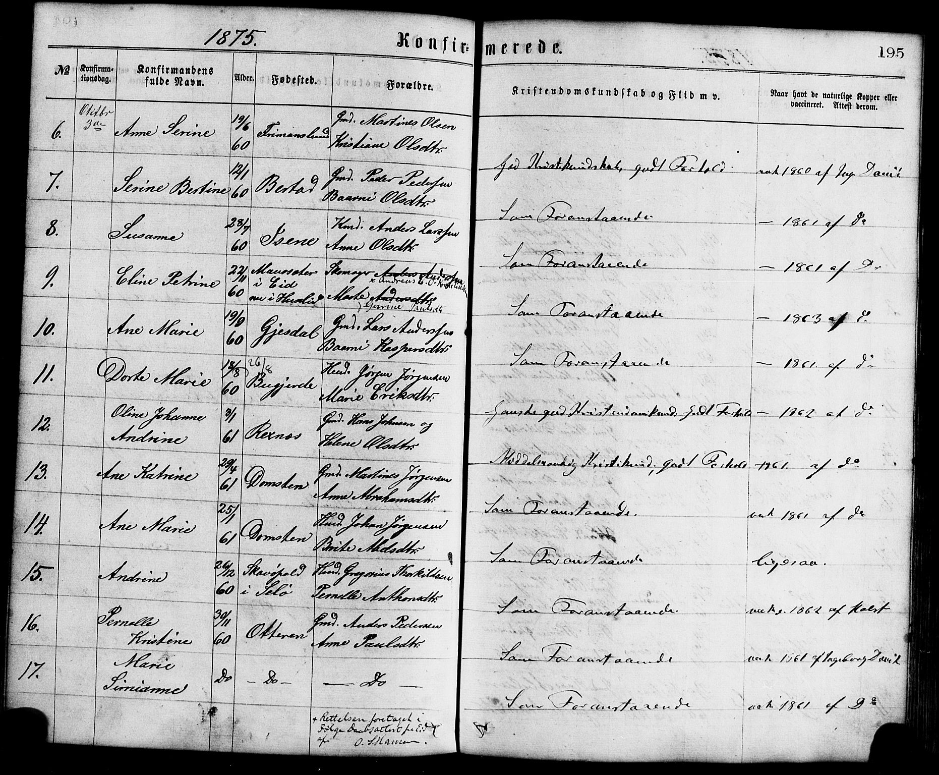 Davik sokneprestembete, SAB/A-79701/H/Haa/Haaa/L0006: Parish register (official) no. A 6, 1867-1881, p. 195