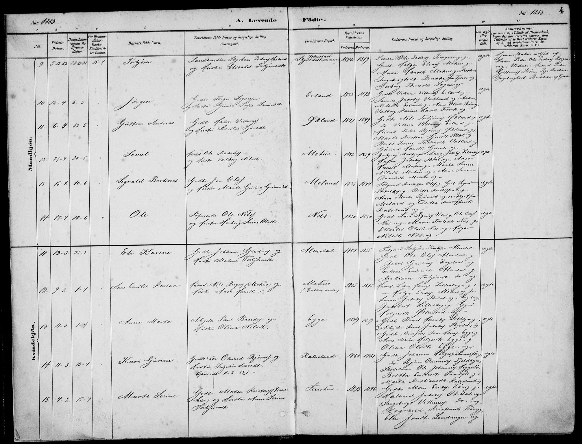 Skjold sokneprestkontor, SAST/A-101847/H/Ha/Haa/L0010: Parish register (official) no. A 10, 1882-1897, p. 4