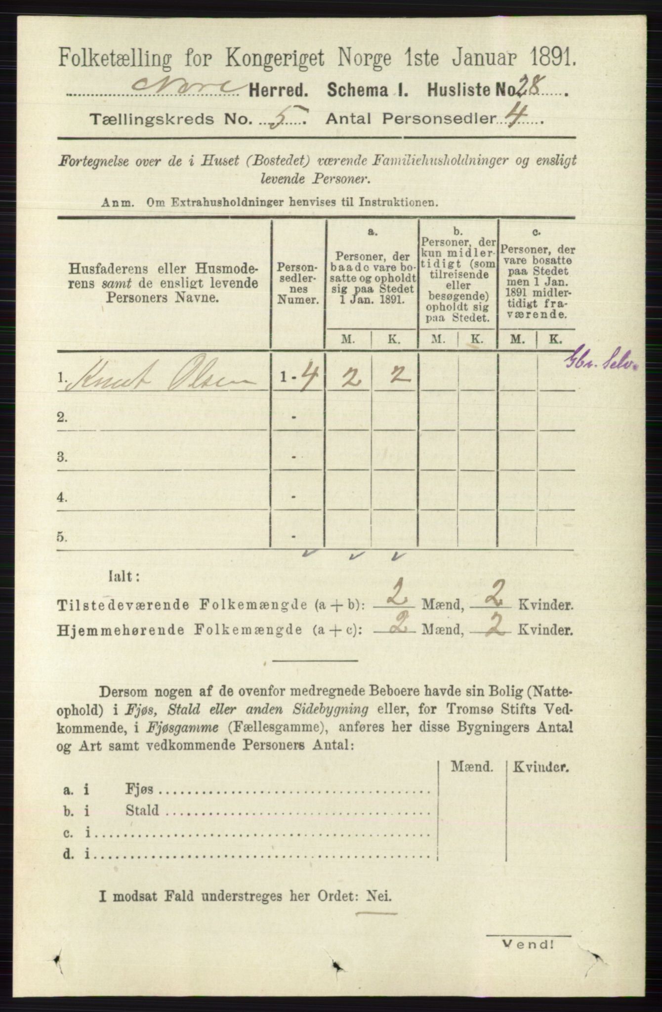 RA, 1891 census for 0633 Nore, 1891, p. 1557