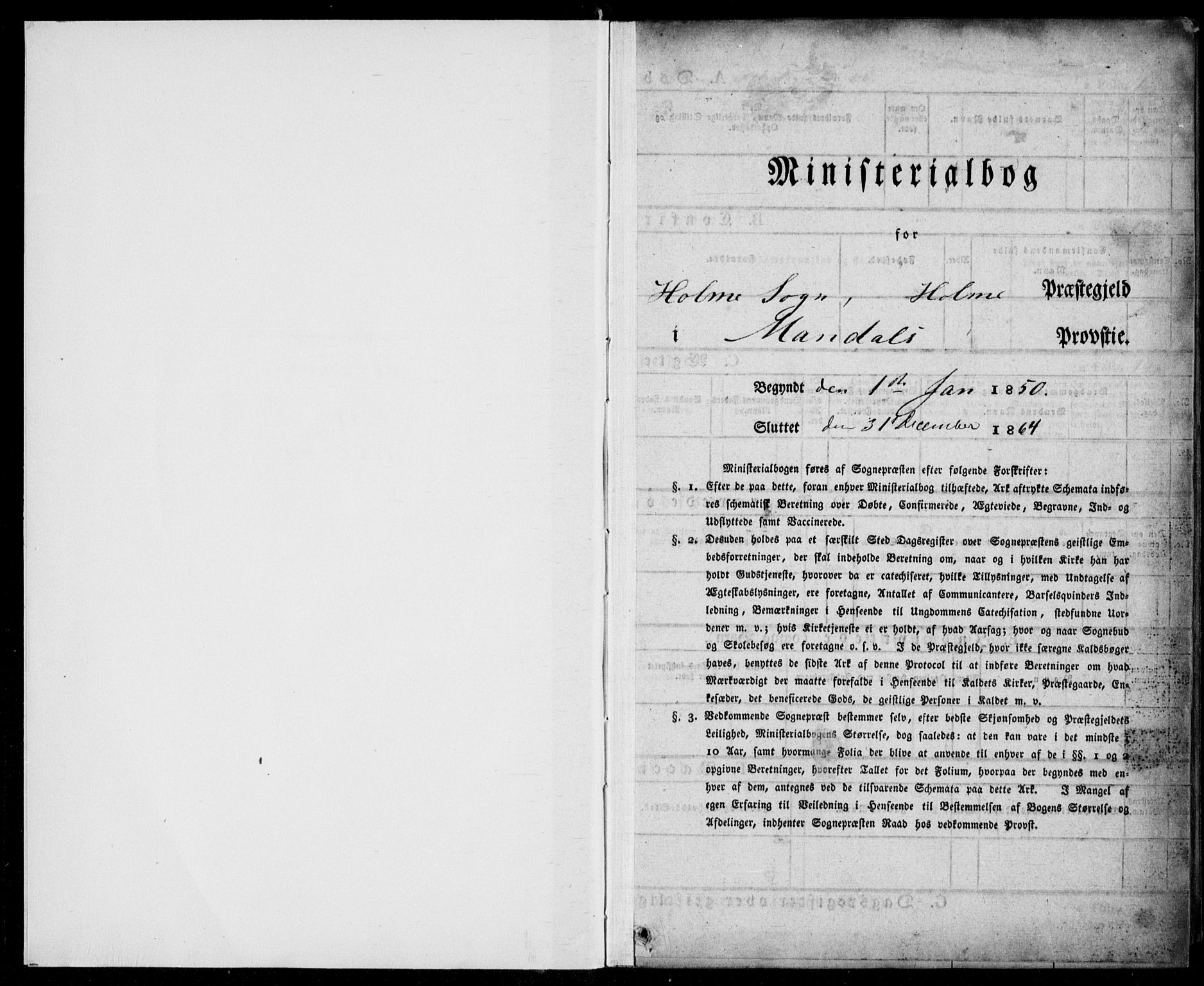 Holum sokneprestkontor, AV/SAK-1111-0022/F/Fa/Faa/L0005: Parish register (official) no. A 5, 1850-1864