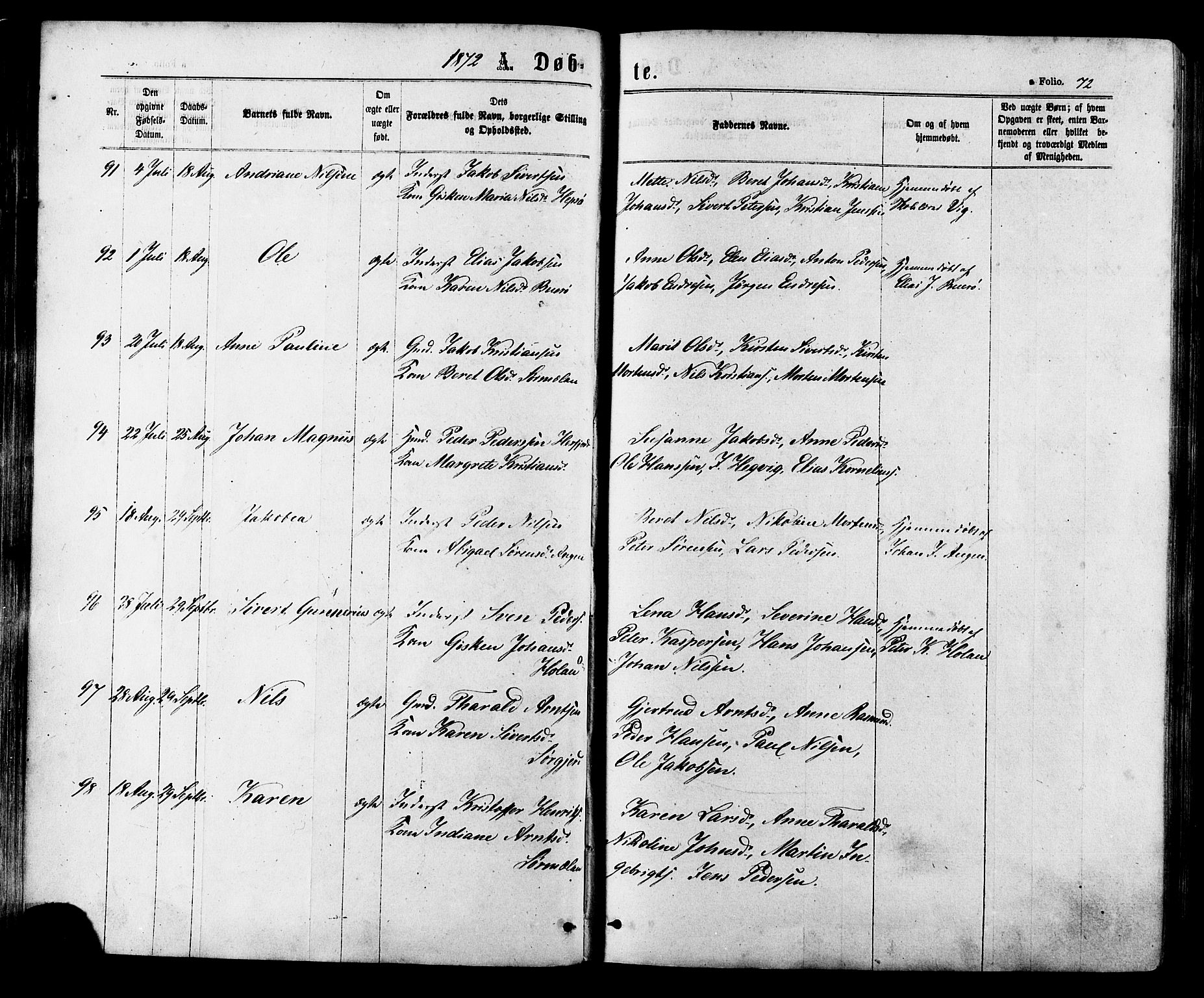 Ministerialprotokoller, klokkerbøker og fødselsregistre - Sør-Trøndelag, AV/SAT-A-1456/657/L0706: Parish register (official) no. 657A07, 1867-1878, p. 72