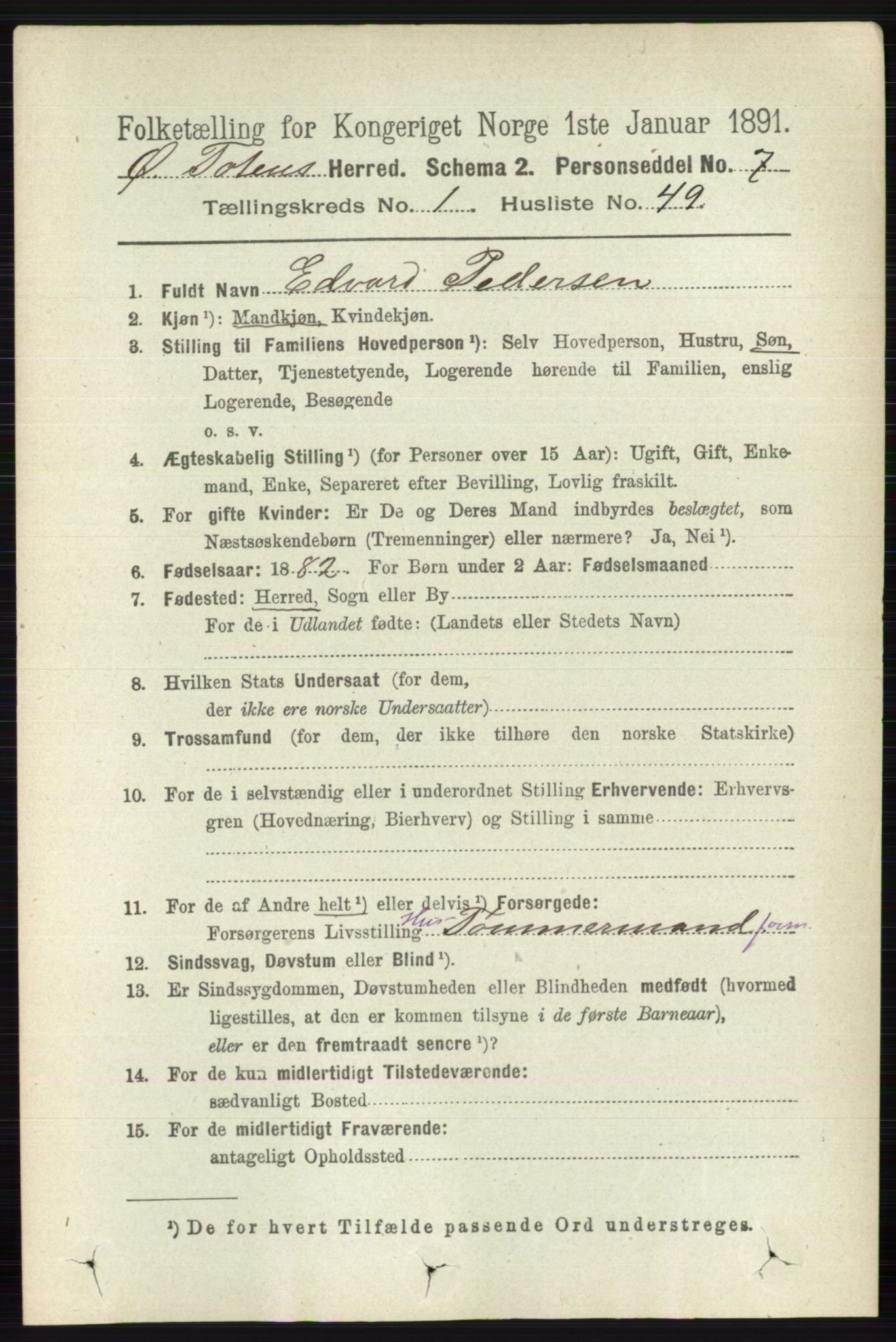 RA, 1891 census for 0528 Østre Toten, 1891, p. 440