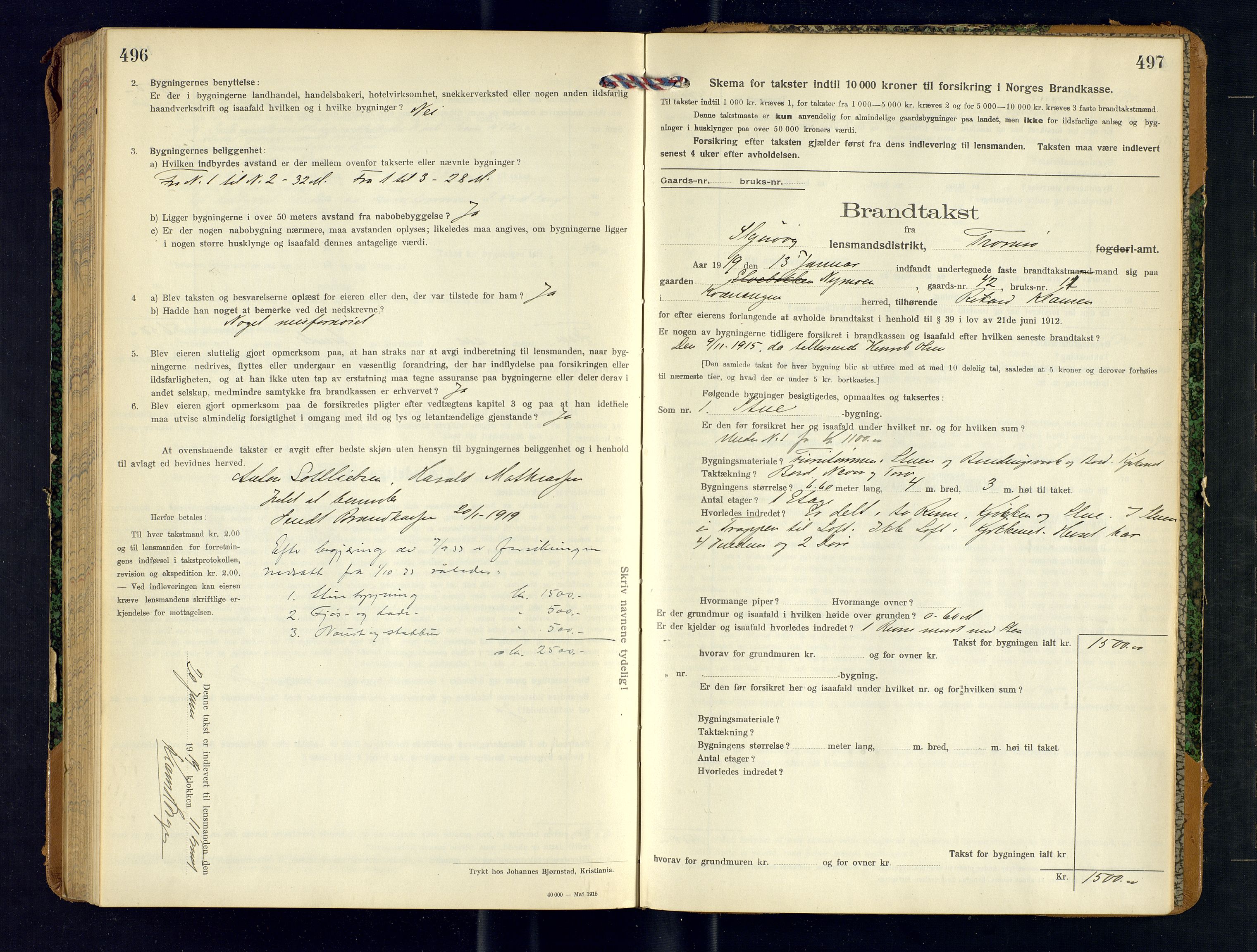 Skjervøy lensmannskontor, AV/SATØ-SATØ-63/F/Fu/Fub/L0252: Branntakstprotokoll (S), 1918-1919, p. 496-497