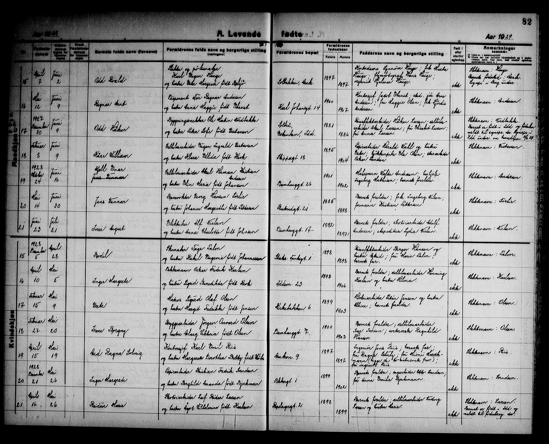 Halden prestekontor Kirkebøker, AV/SAO-A-10909/G/Ga/L0012: Parish register (copy) no. 12, 1923-1946, p. 82