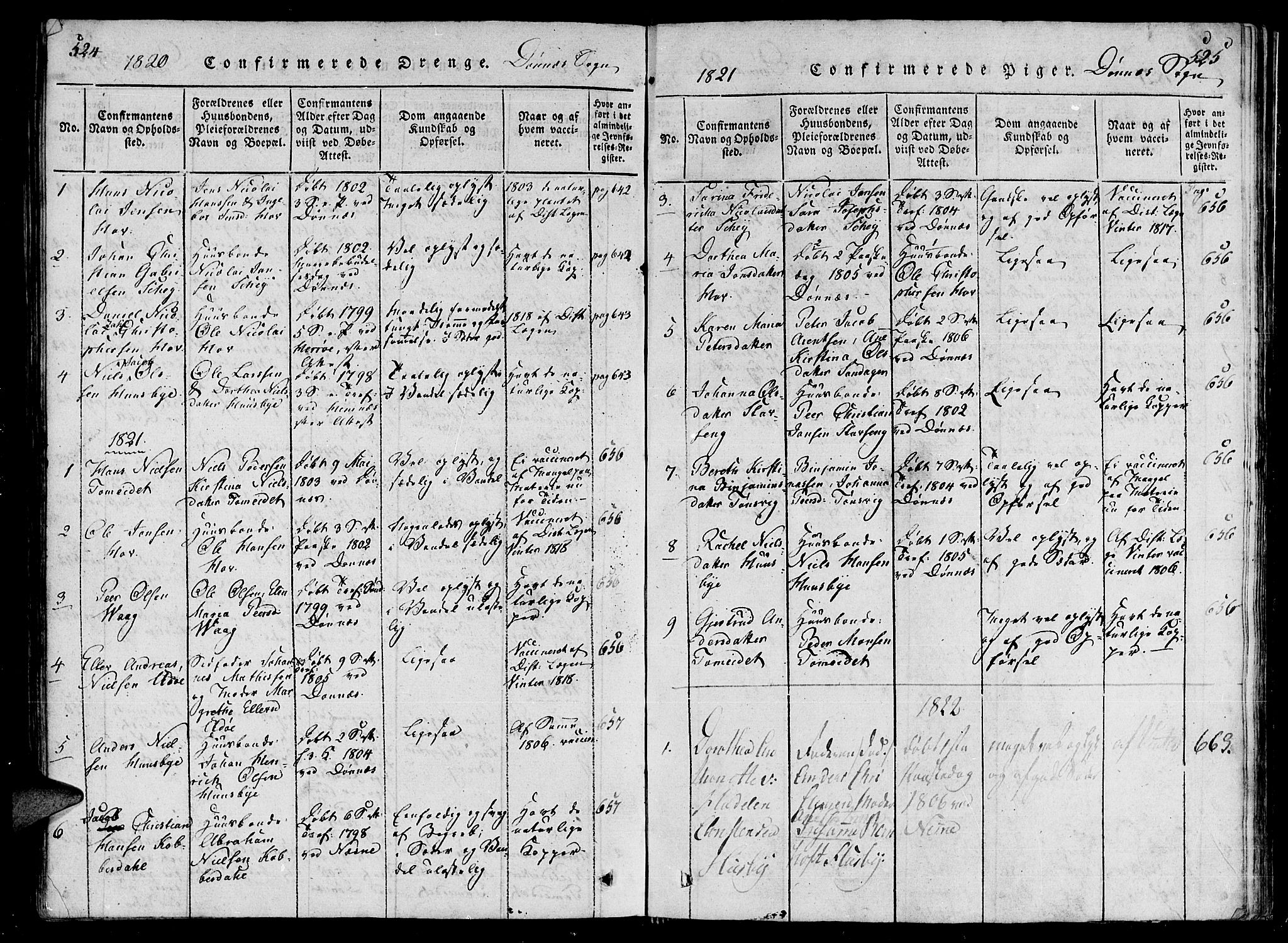 Ministerialprotokoller, klokkerbøker og fødselsregistre - Nordland, AV/SAT-A-1459/838/L0547: Parish register (official) no. 838A05 /2, 1820-1828, p. 524-525